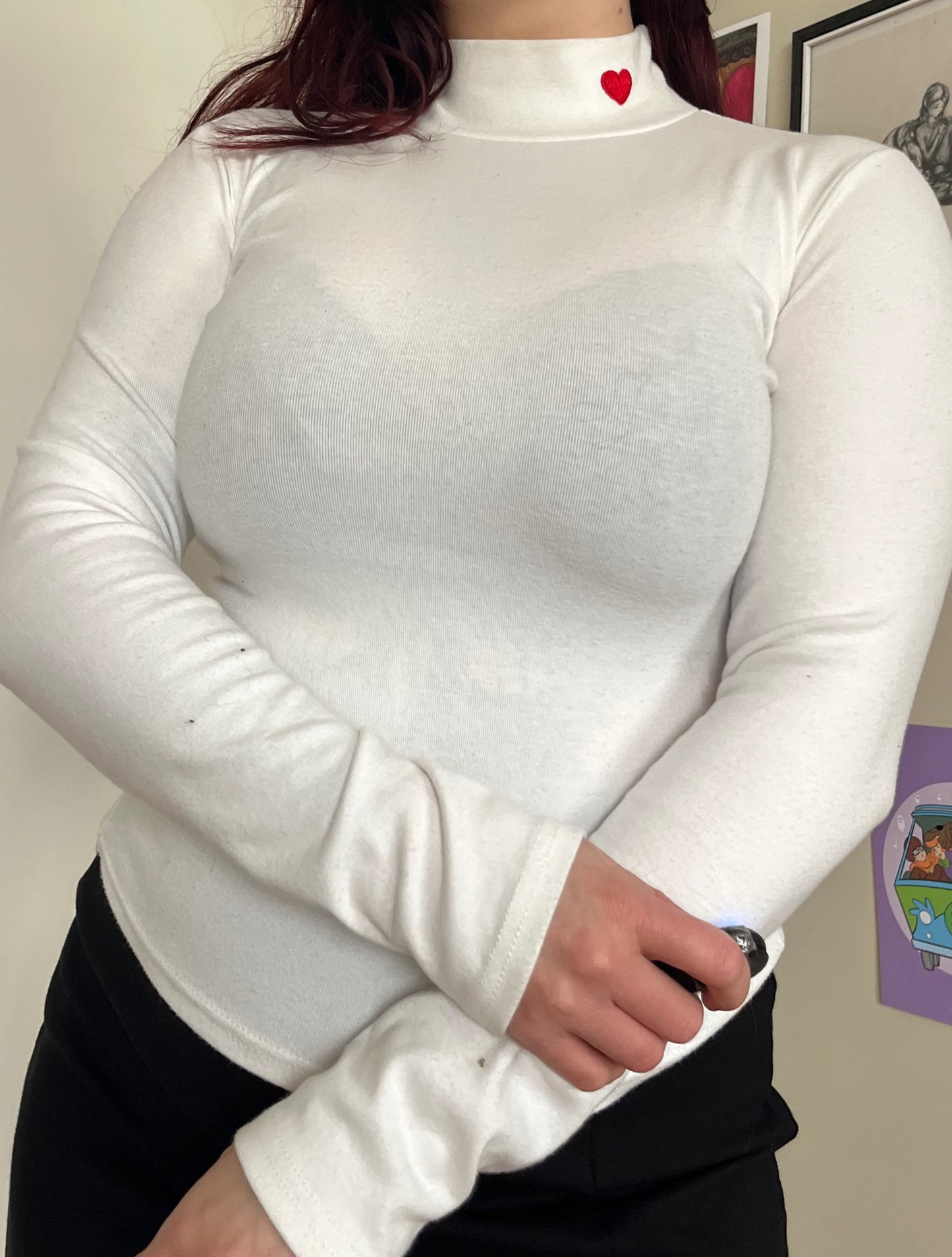 White Turtleneck Top UK 8-10