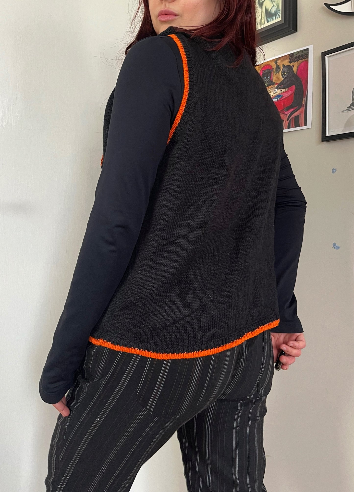 After Midnight 1990s Halloween Sweater Vest L