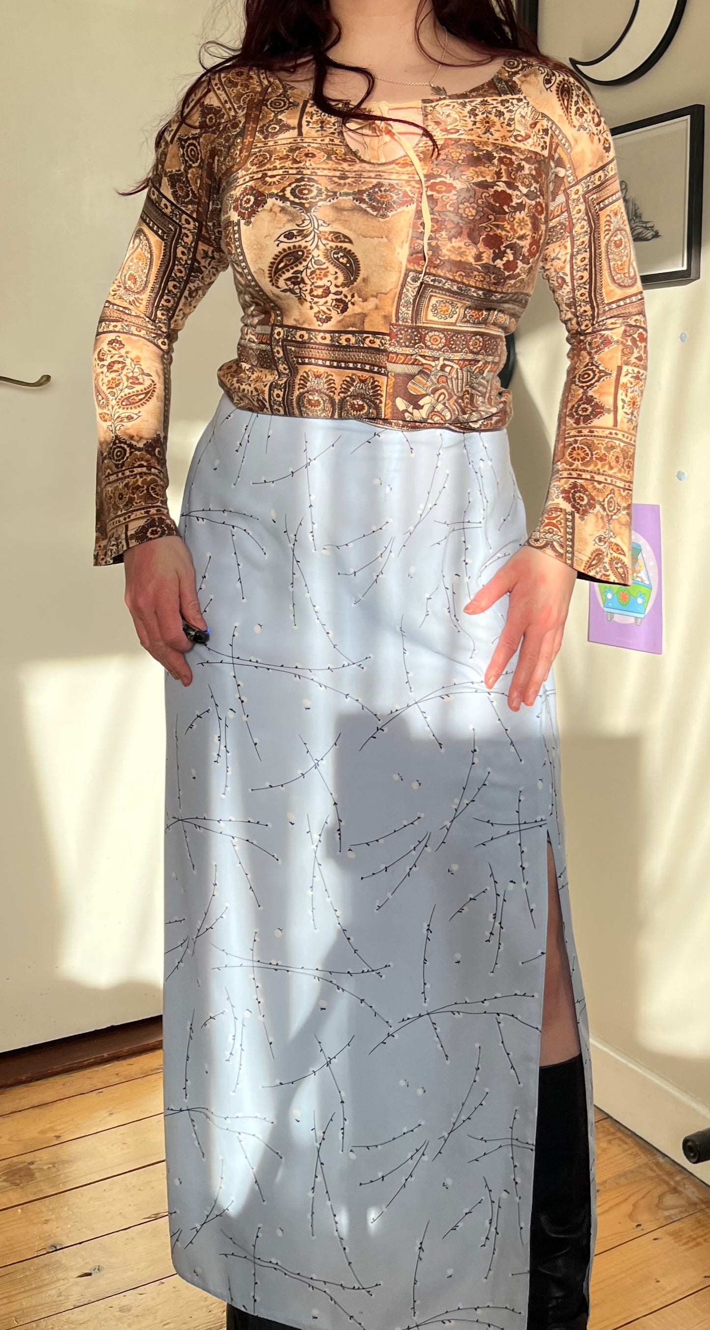 Blue Floral Maxi Skirt - UK 12