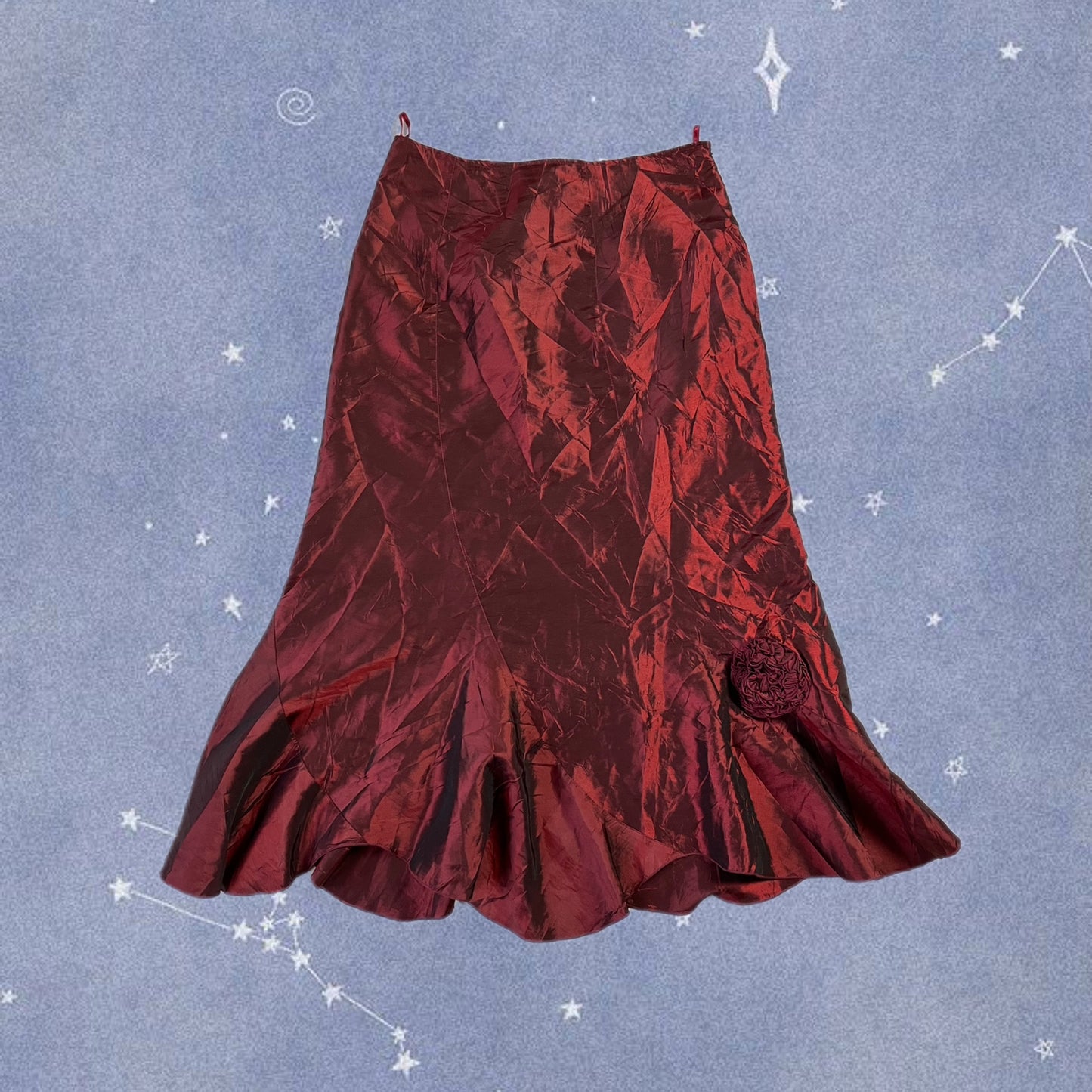 Red Satin Maxi Skirt UK 14