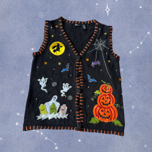 Full Moon 1990s Halloween Sweater Vest M