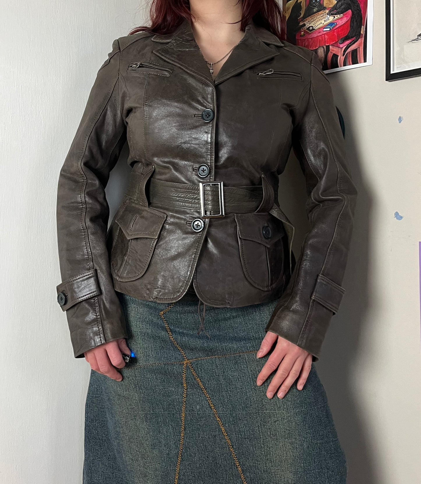 Brown Leather Jacket UK 10