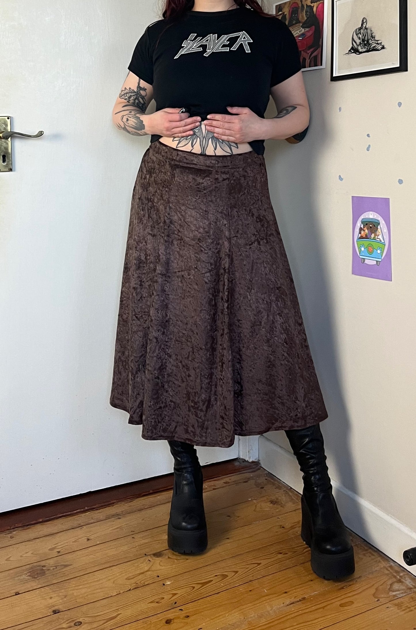 Brown Velvet Skirt UK 14-16
