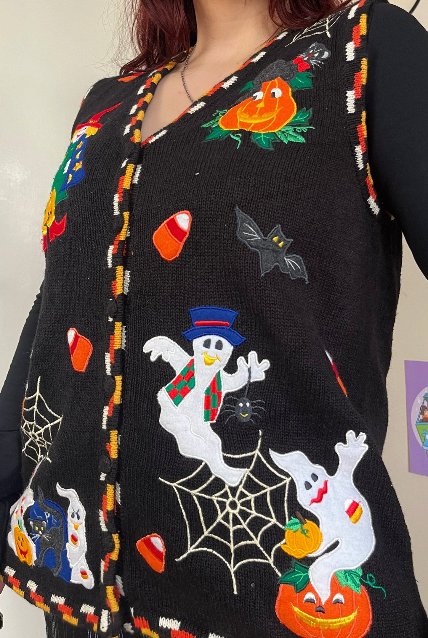 Boneyard 1990s Halloween Sweater Vest L