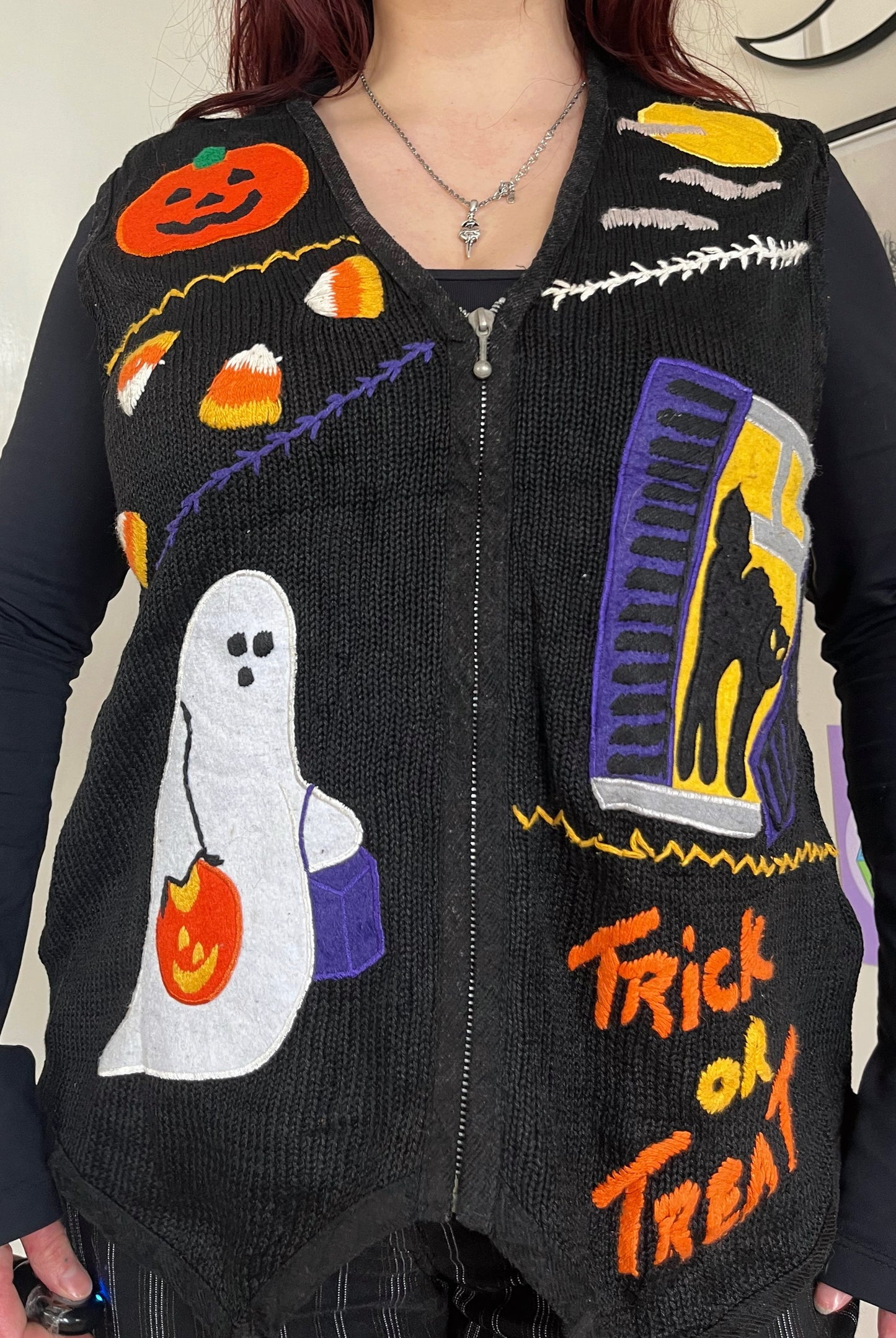 Seance 1990s Halloween Sweater Vest L