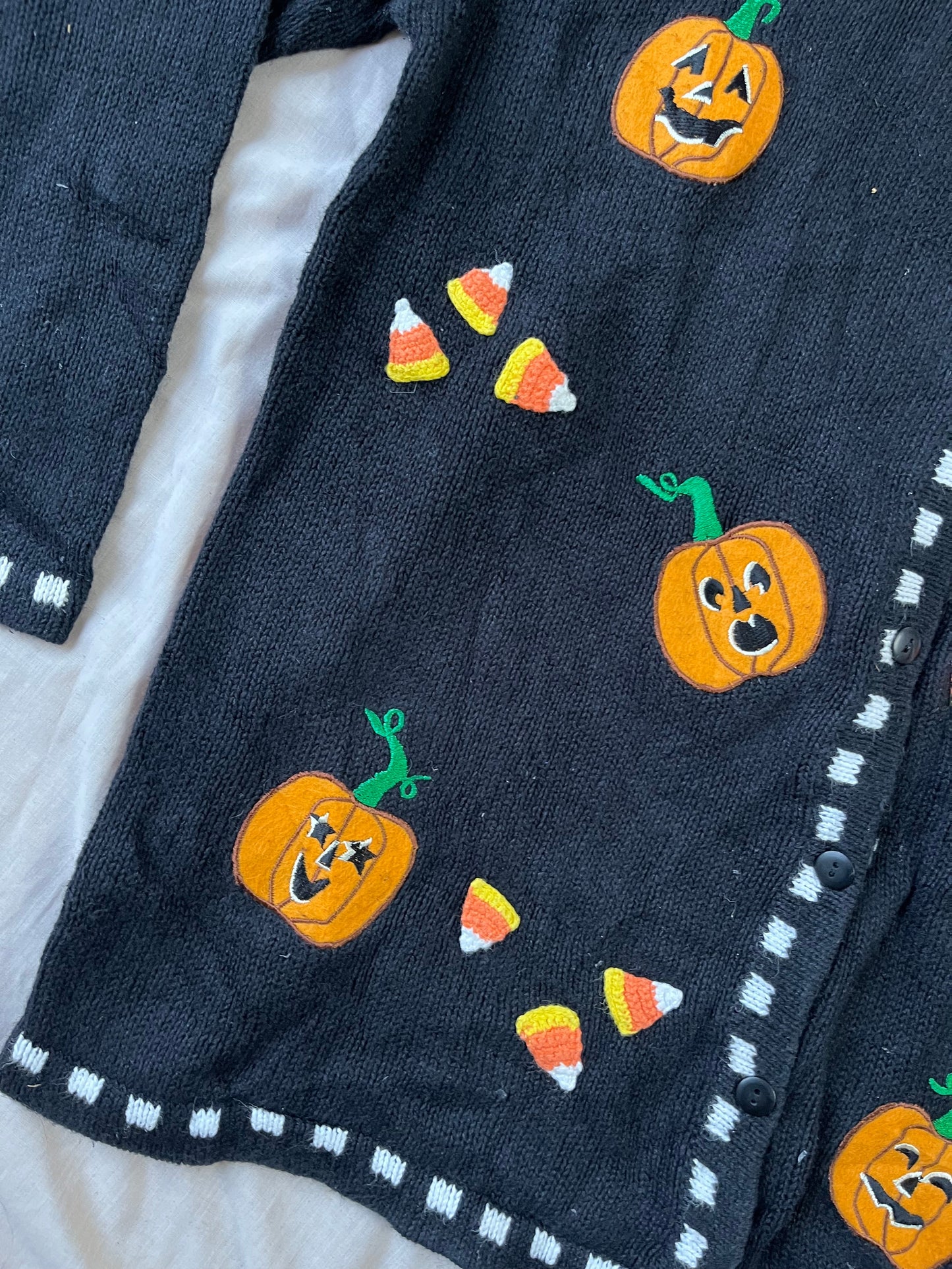 Candy Corn 1990s Halloween Cardigan M/L