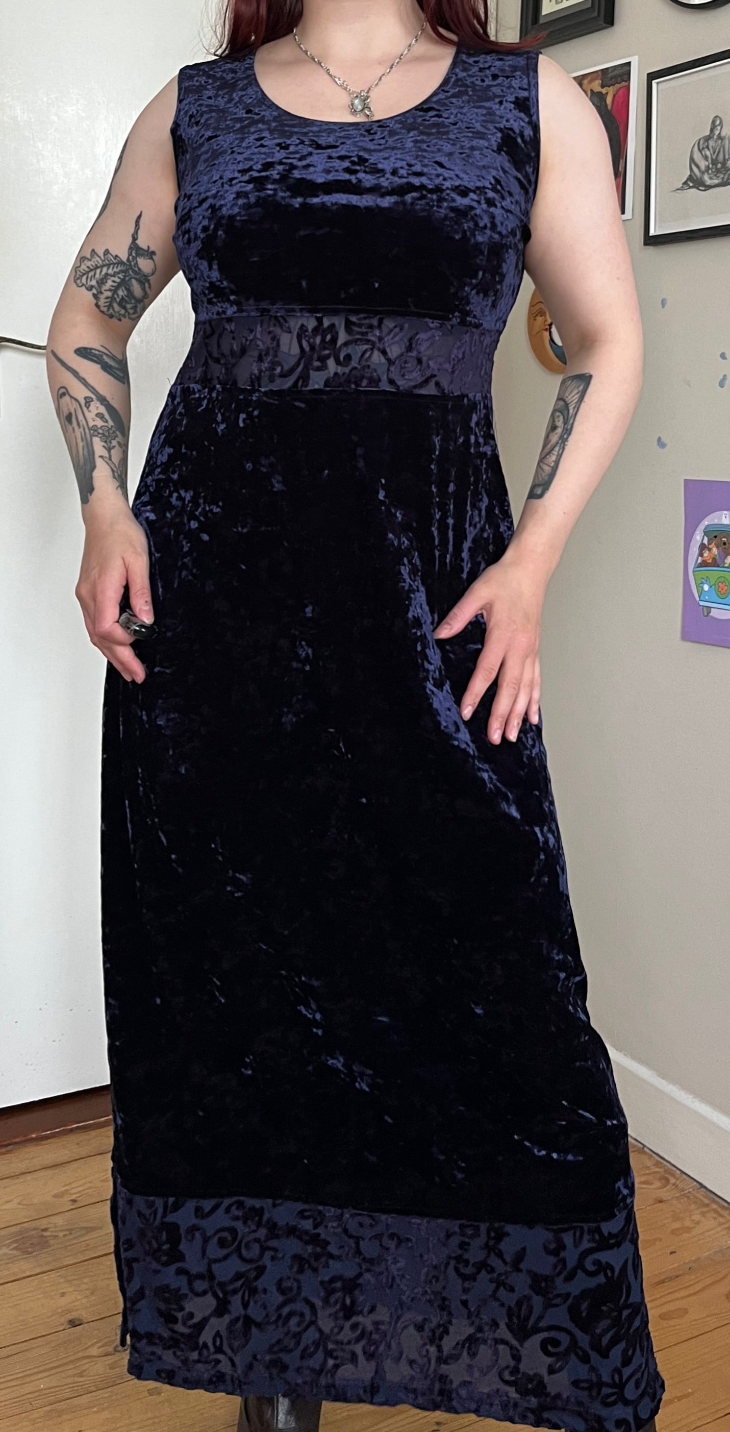 Blue Velvet Dress UK 14-16