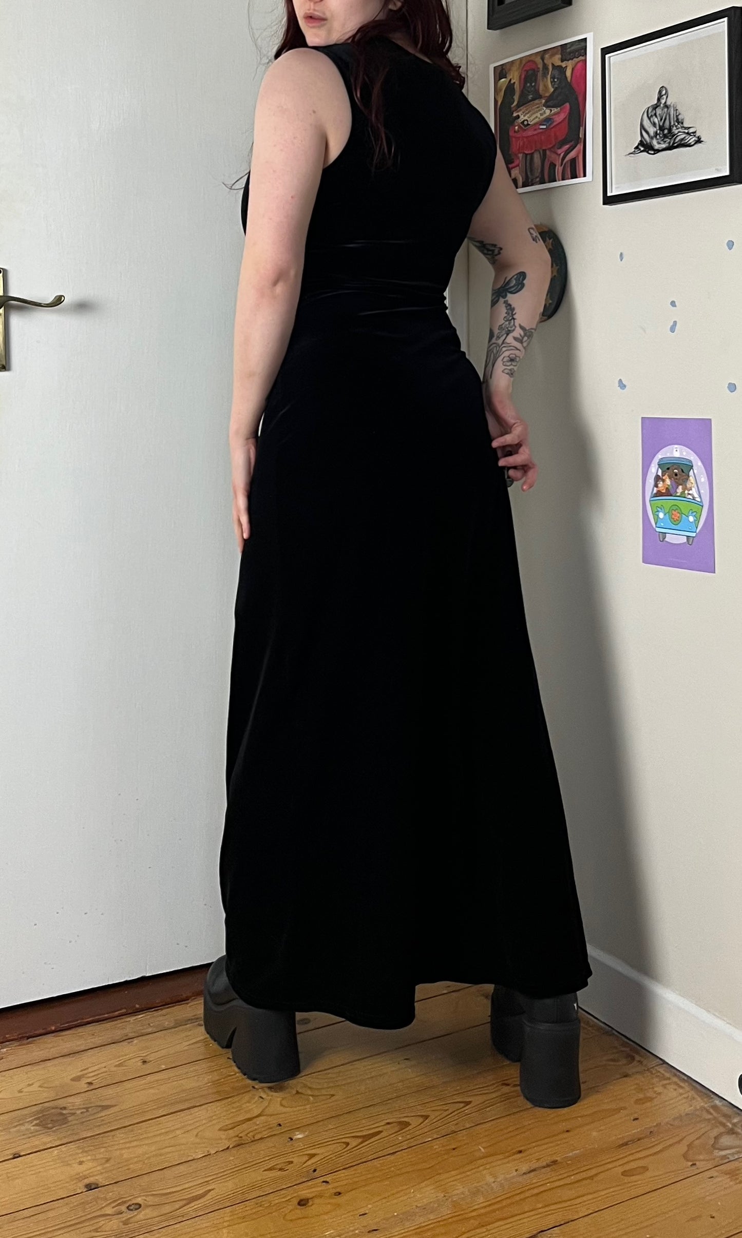 Black Velvet Dress UK 10-12