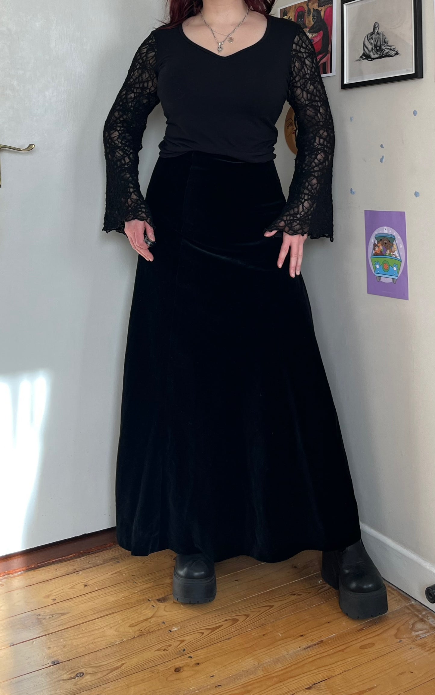 Black Velvet Skirt UK 8