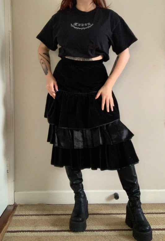 Morticia 90s Velvet Skirt UK 8