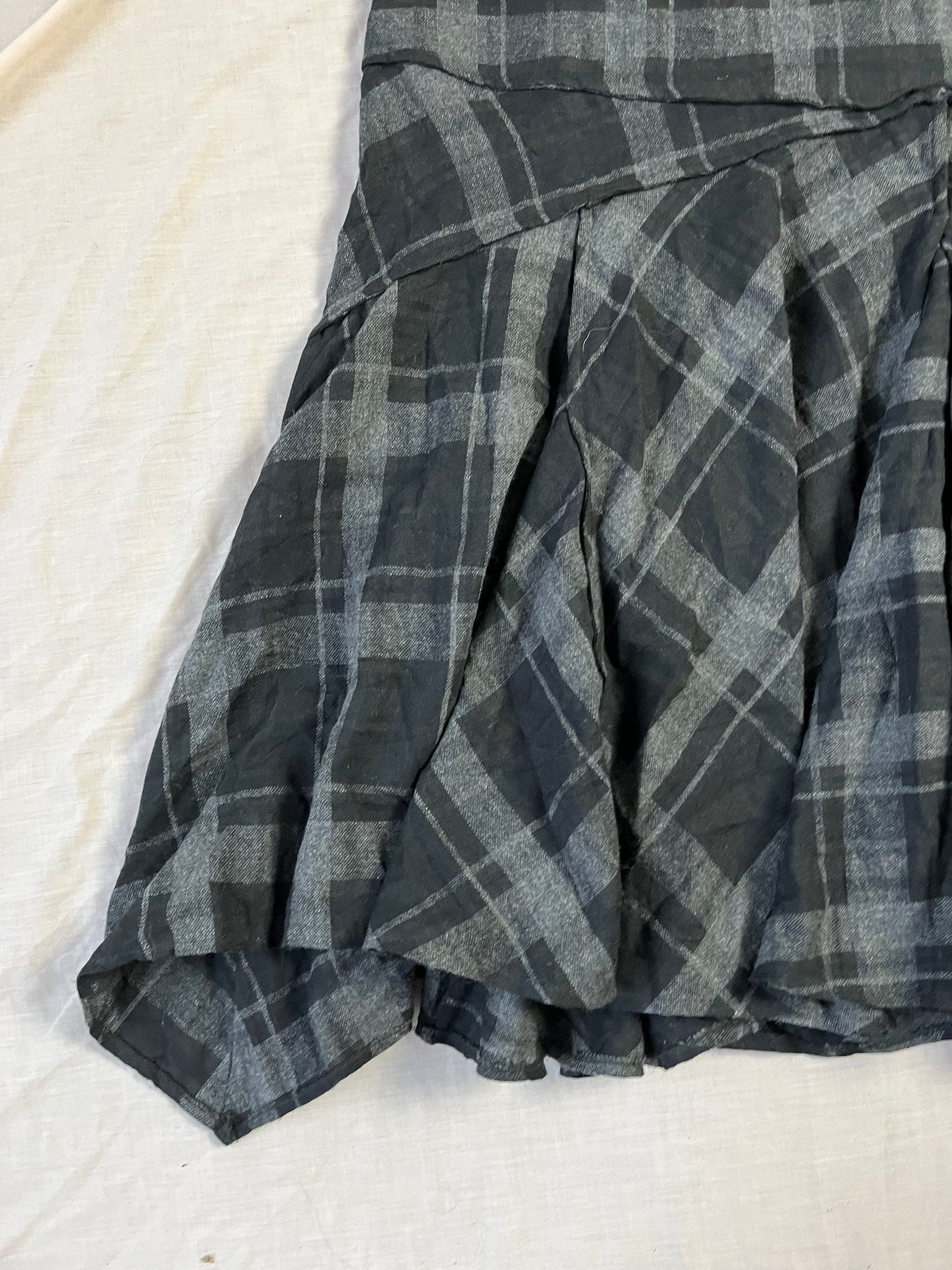 Black/Grey Tartan Midi Skirt UK 12