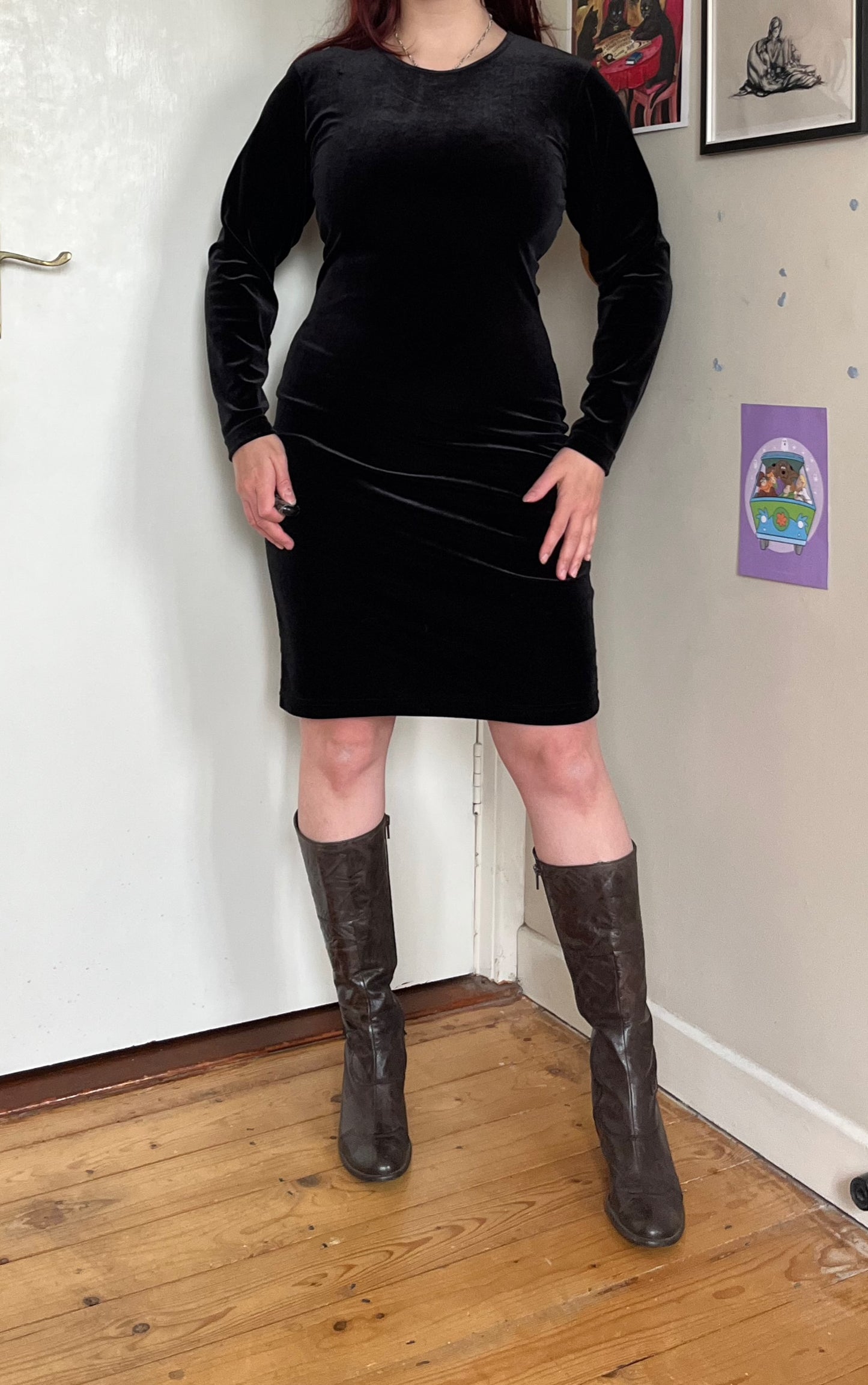 Black Velvet Dress UK 12
