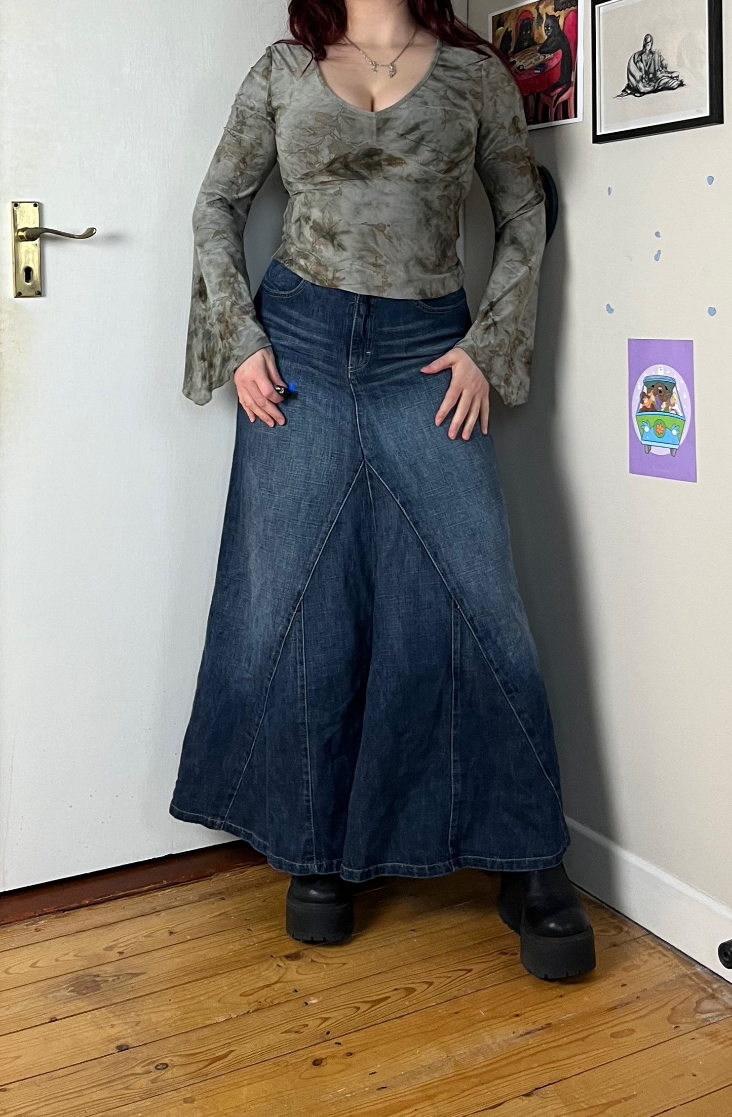 Denim Maxi Skirt UK 12