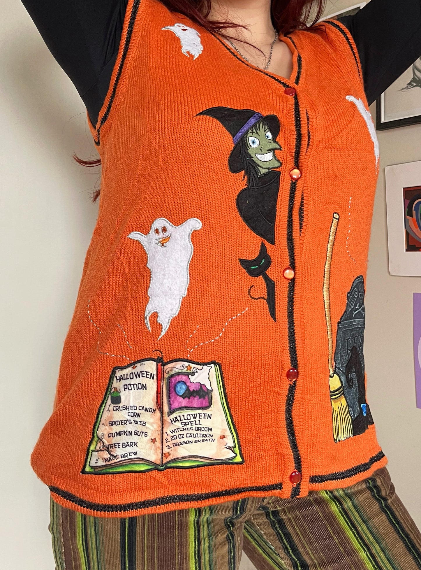Toil and Trouble 2000s Halloween Sweater Vest M