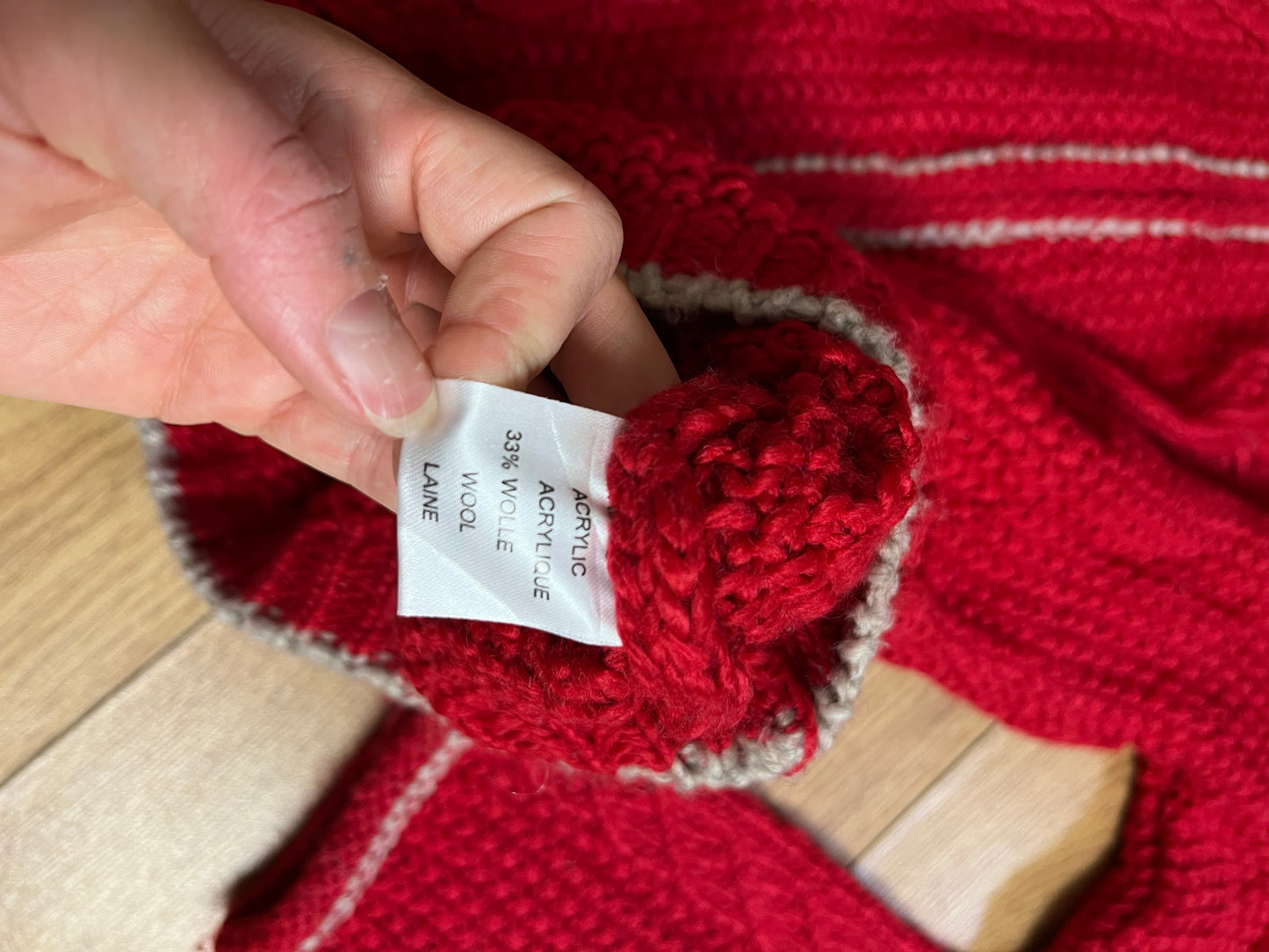 Red Zip Up Cardigan L