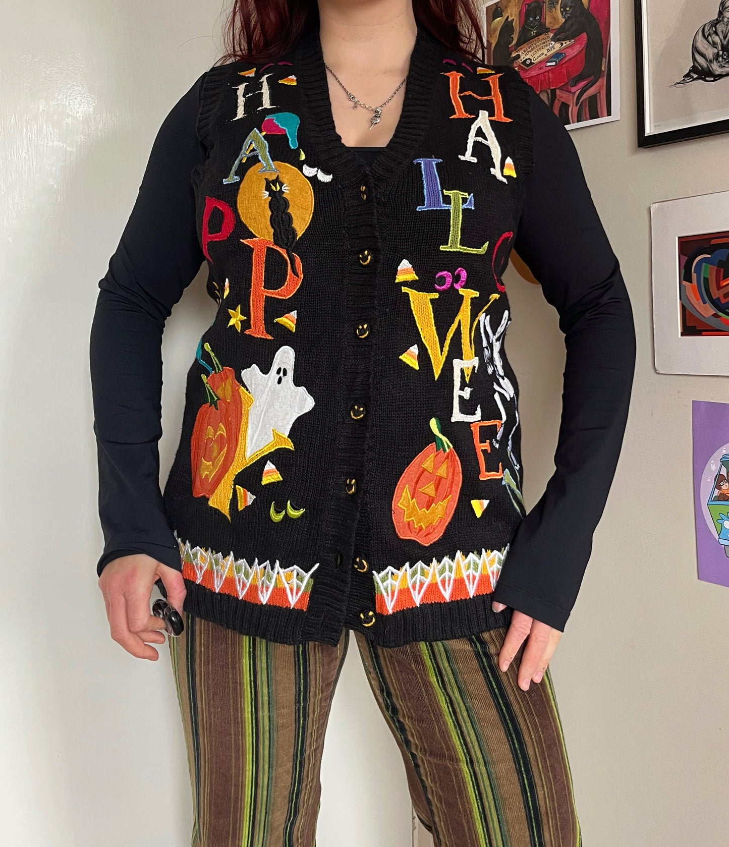 Samhain Celebrations 1990s Halloween Sweater Vest M