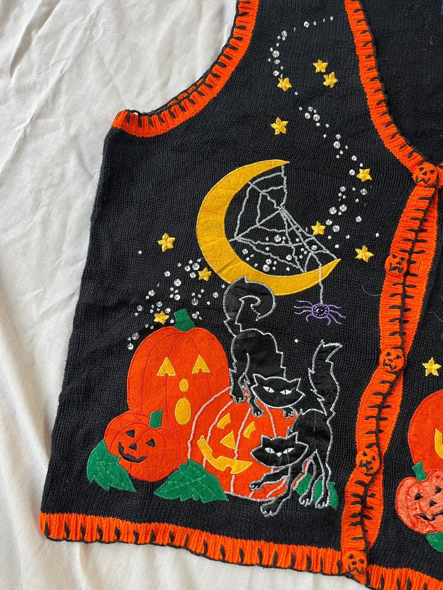 Pumpkin Patch 1990s Halloween Sweater Vest XL/2X