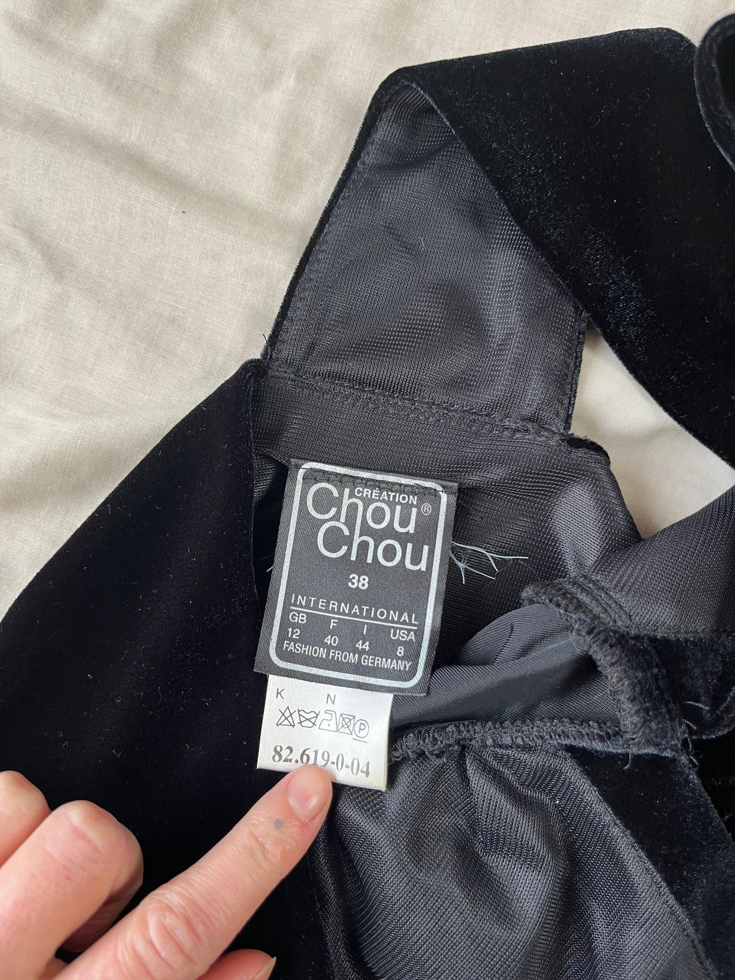 Black Velvet Halter Dress UK 12