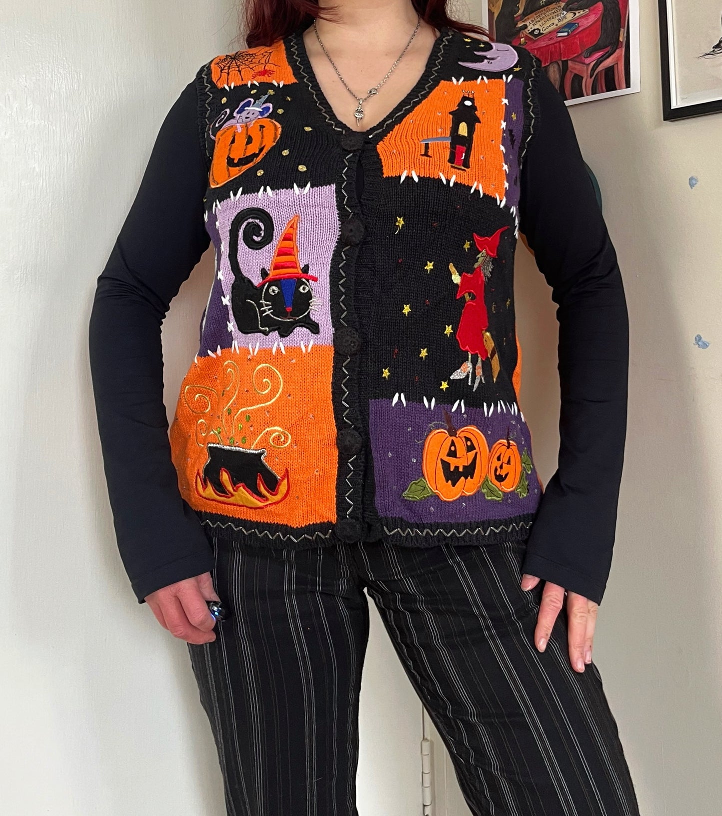 Tarot 1990s Halloween Sweater Vest M