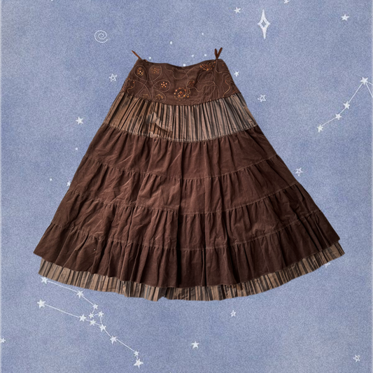 Brown Corduroy Skirt UK 8-10