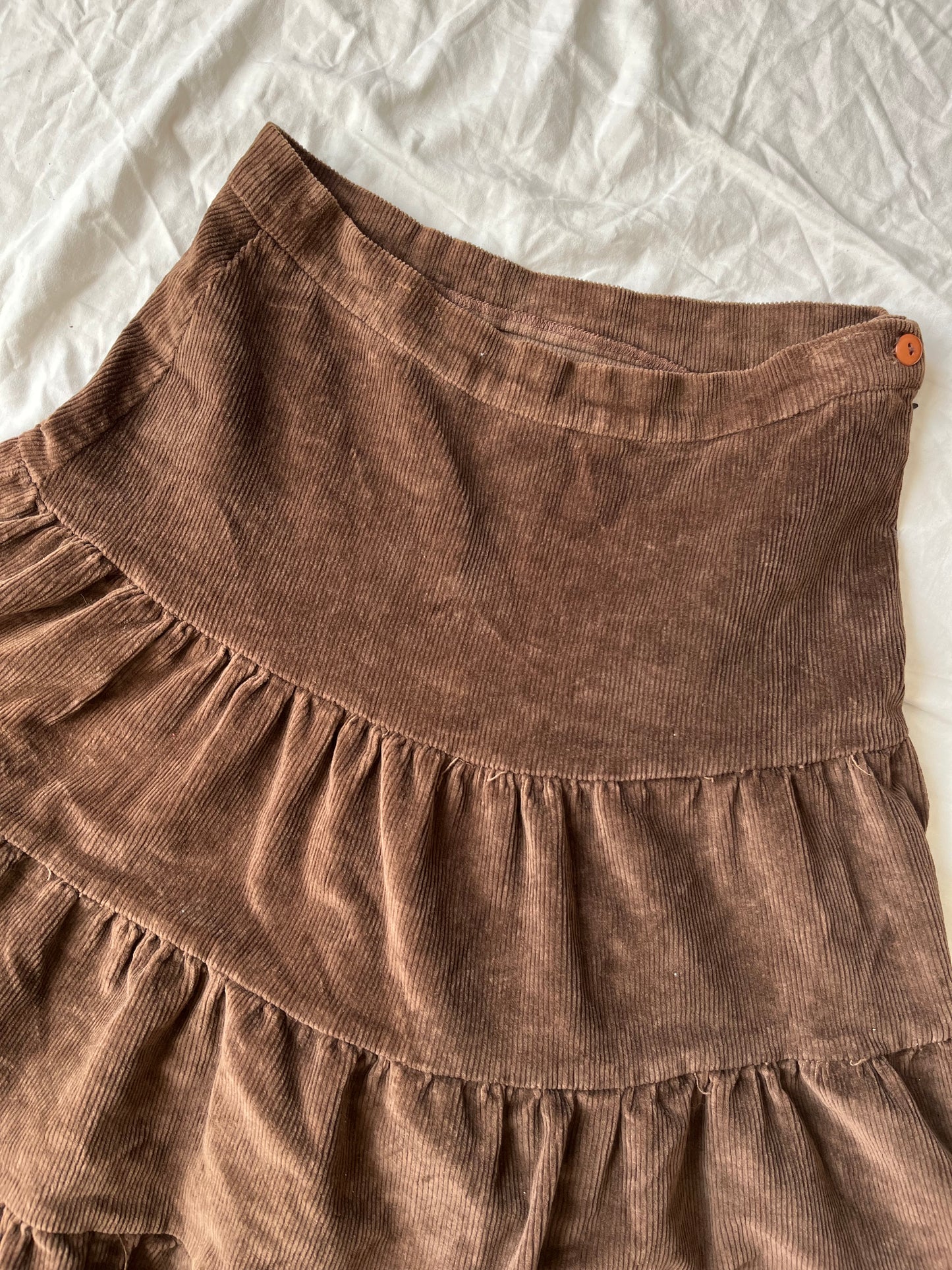 Brown Corduroy Skirt UK 12