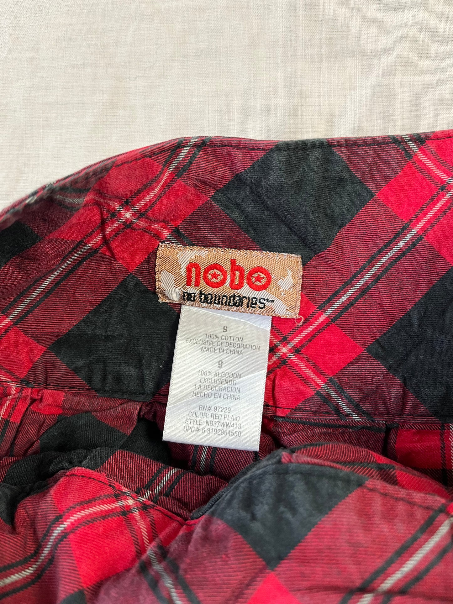 Red Plaid Mini Skirt UK 10-12