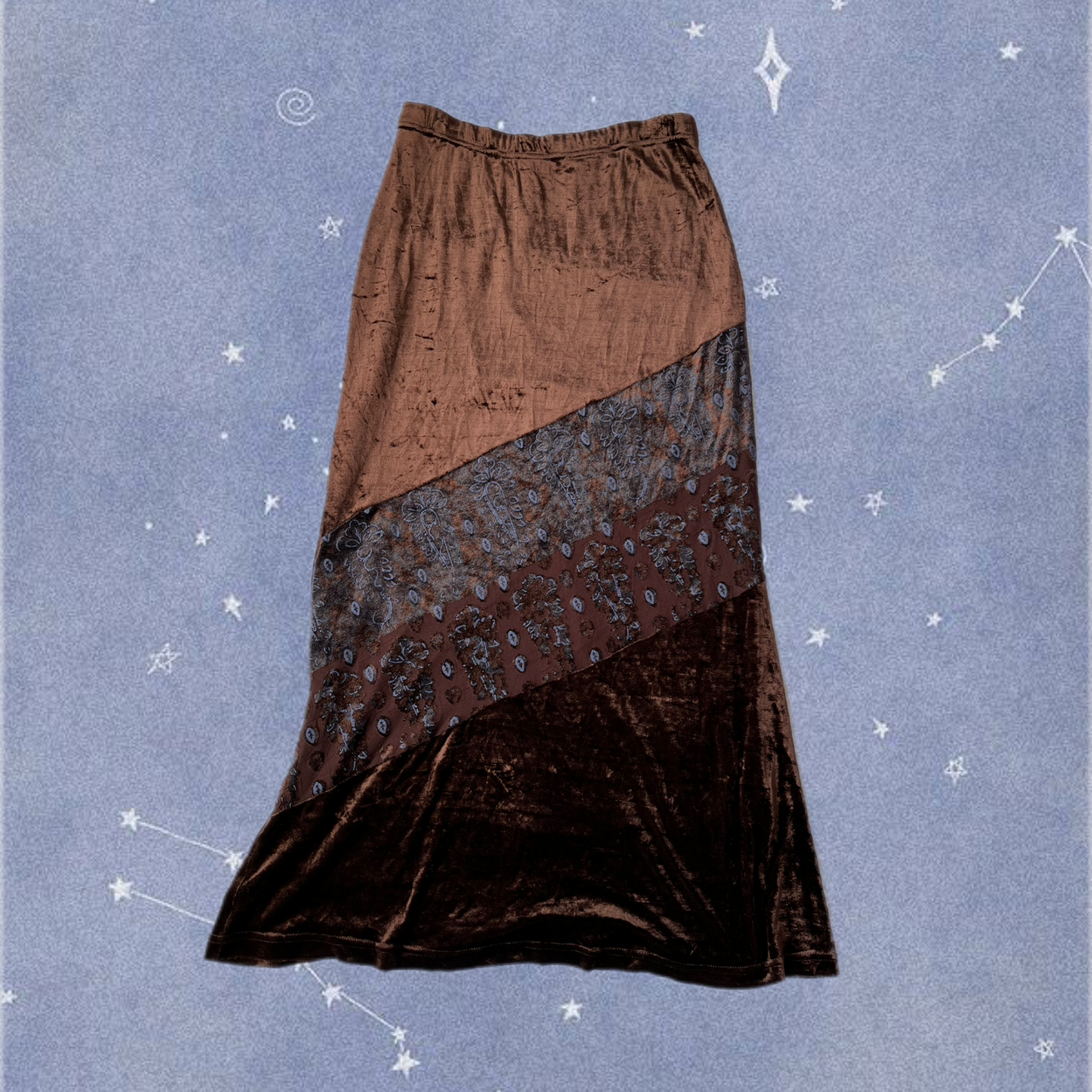 Brown Floral Velvet Skirt UK 10-12