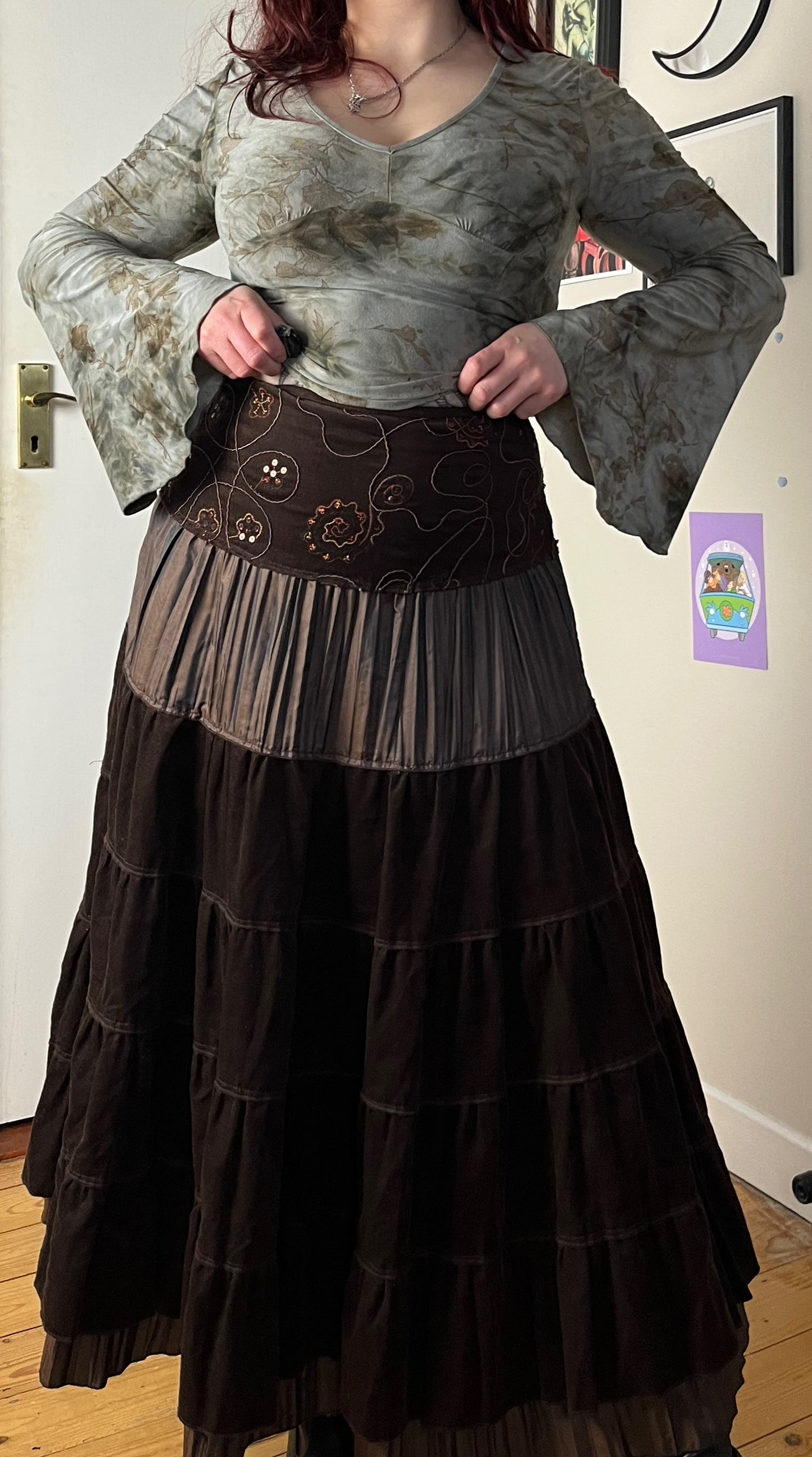 Brown Corduroy Skirt UK 8-10