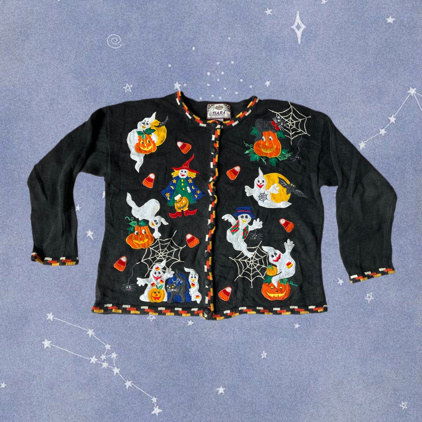 Halloween Hauntings 1990s Halloween Cardigan L