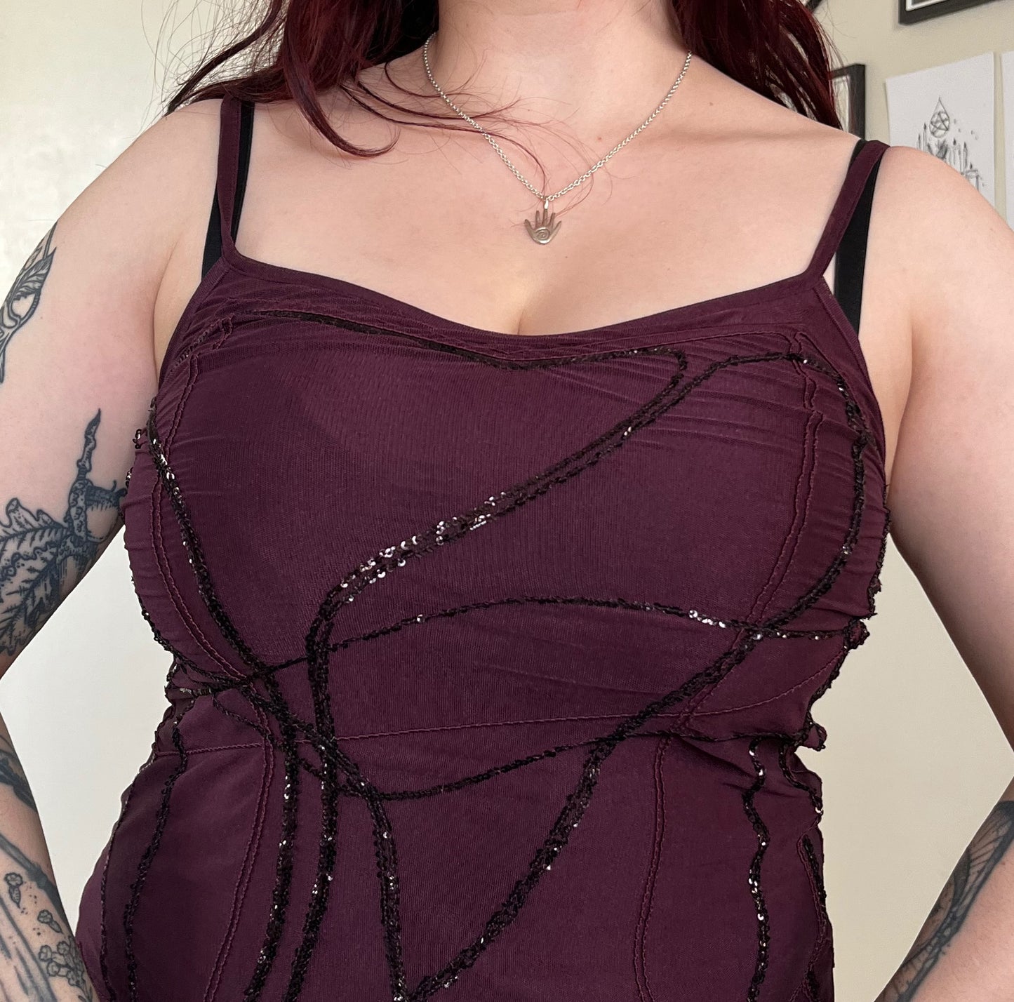 Purple Mesh Maxi Dress - UK 10