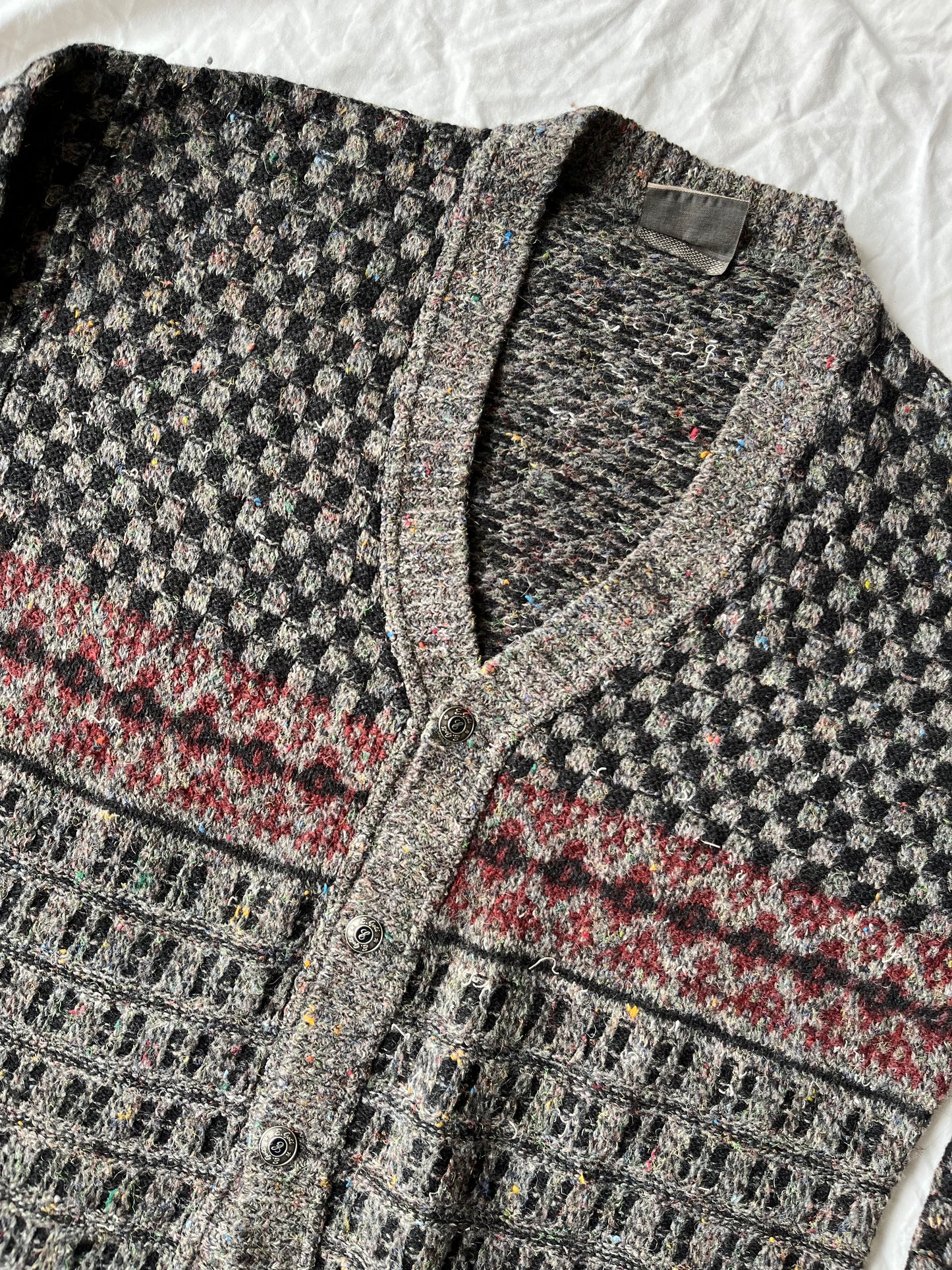 Grey and Red Cardigan XL