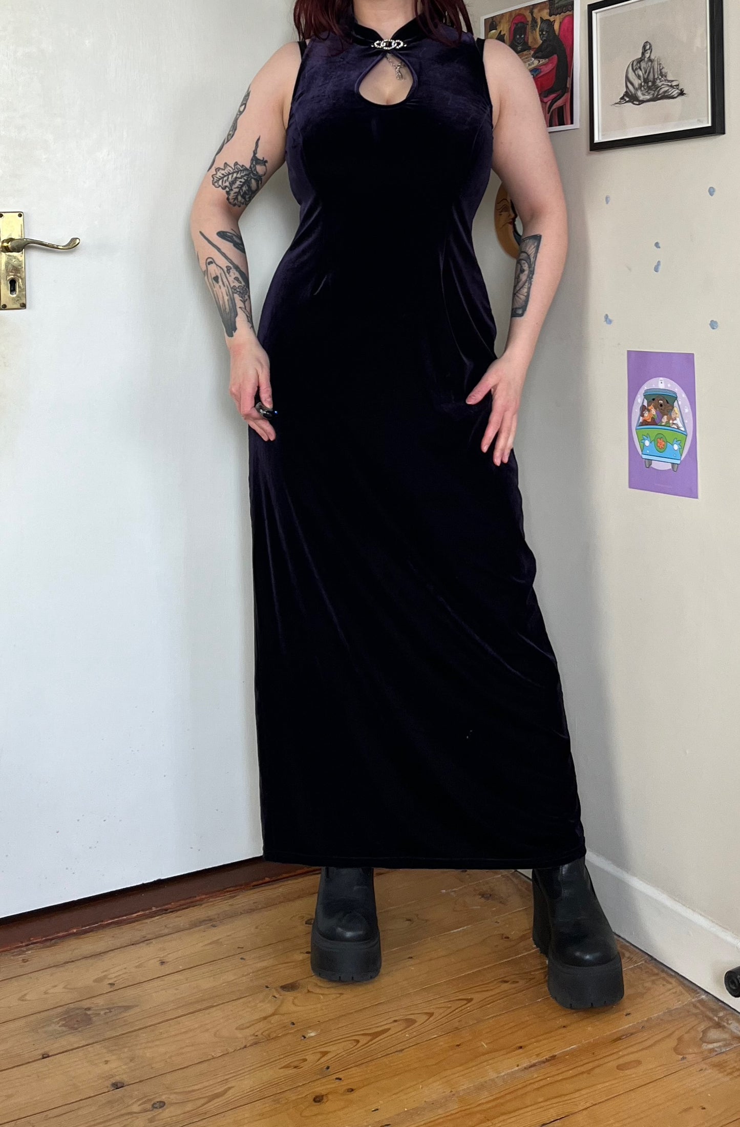 Purple Velvet Dress UK 14