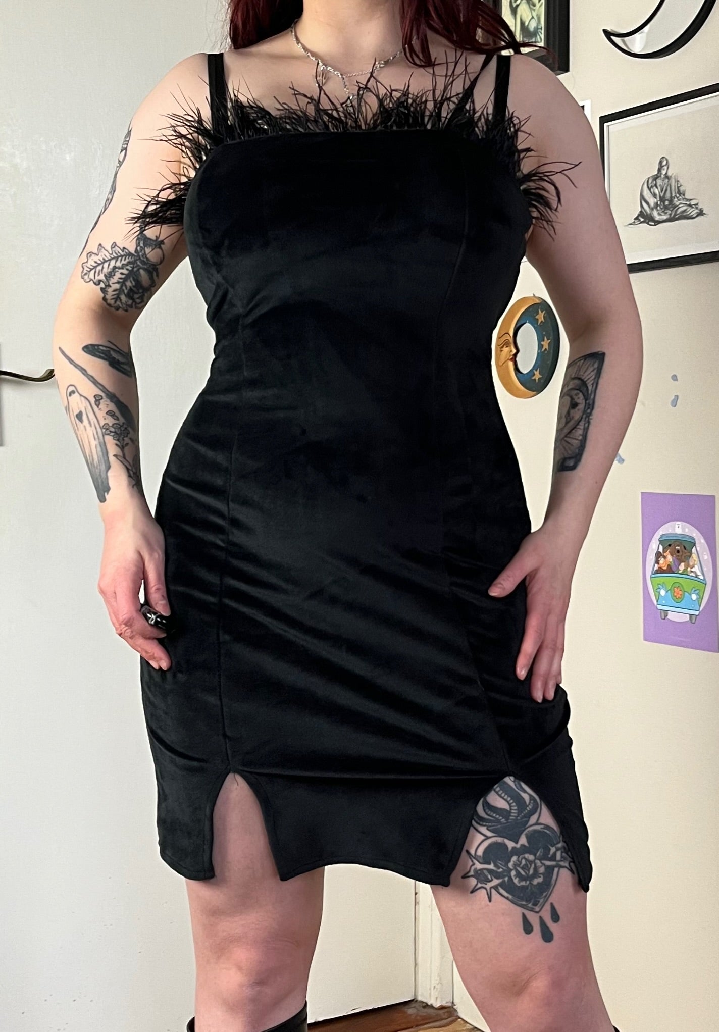 Black Velvet Mini Dress UK 8-10