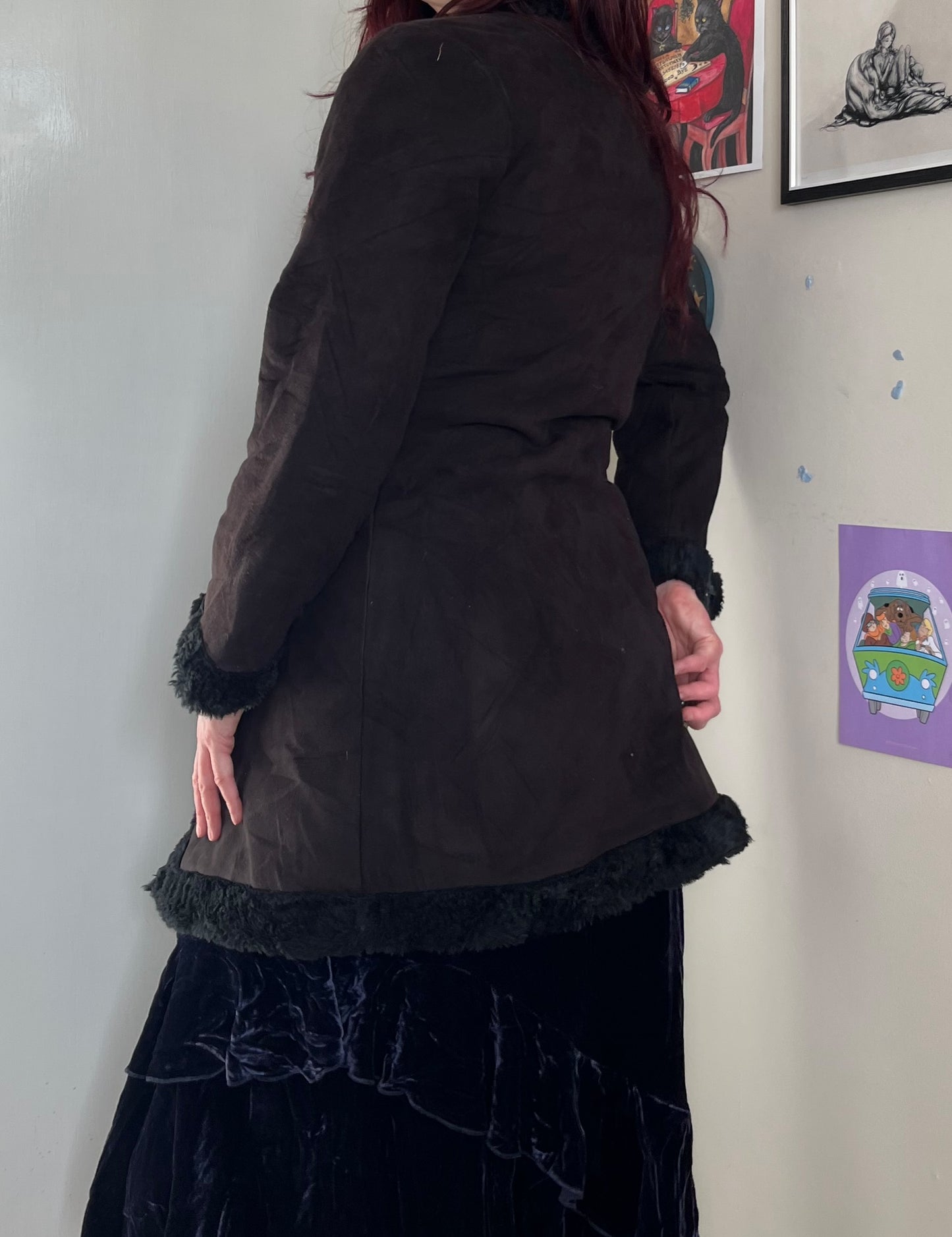 Black Embroidered Afghan Coat - Size S