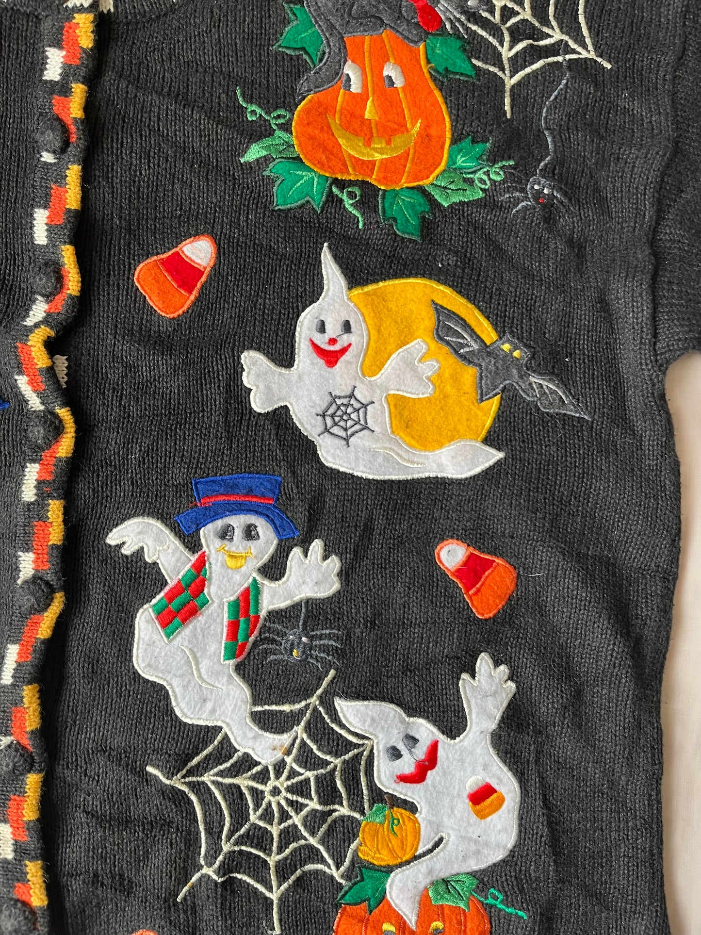 Halloween Hauntings 1990s Halloween Cardigan L