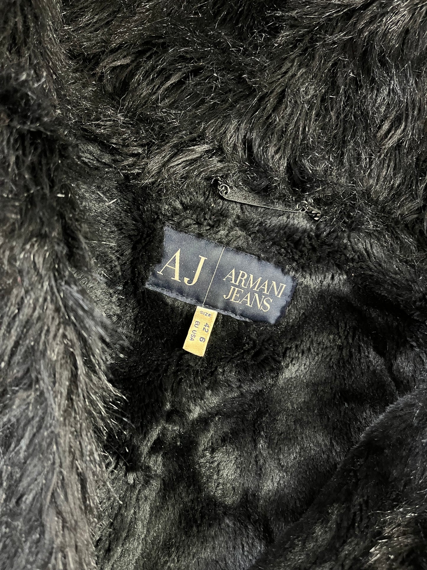 Armani Jeans Black Afghan Coat UK 10