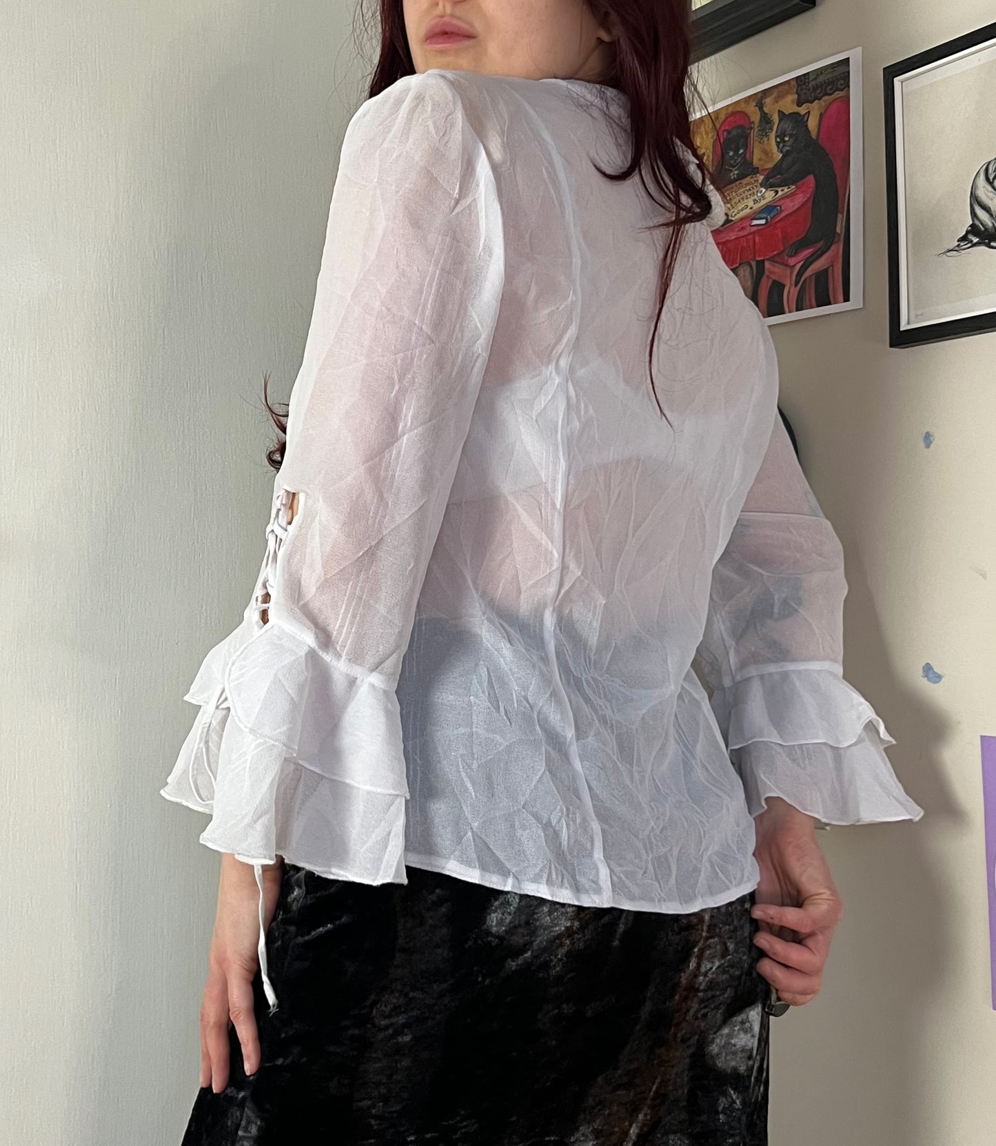 White Mesh Top UK 14