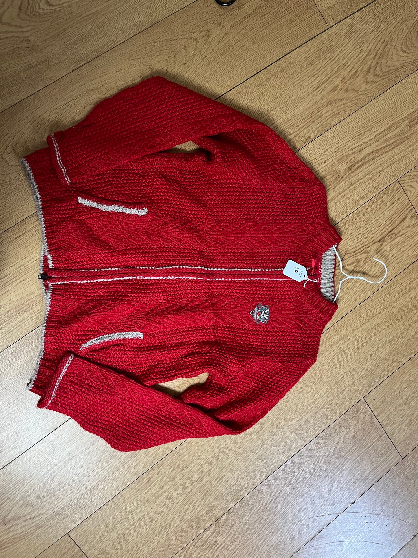 Red Zip Up Cardigan L