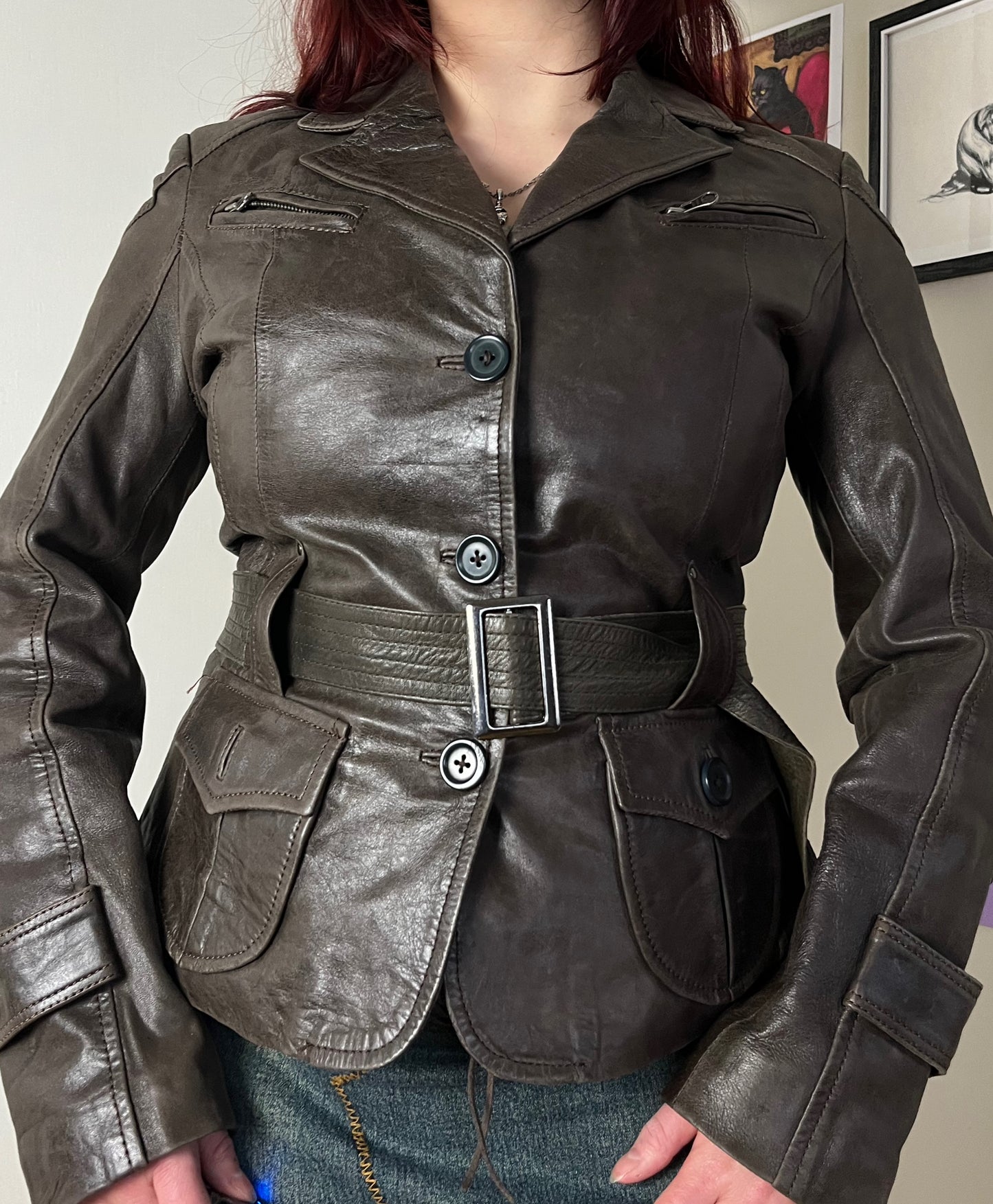 Brown Leather Jacket UK 10
