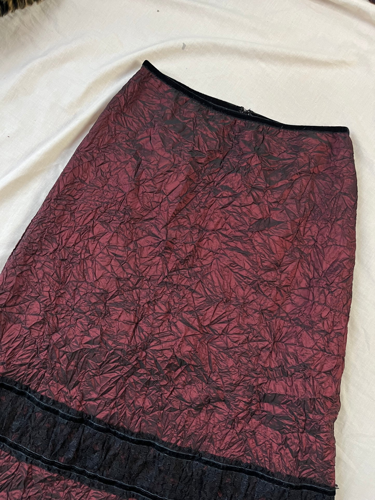 Burgundy Satin Skirt UK 10-14