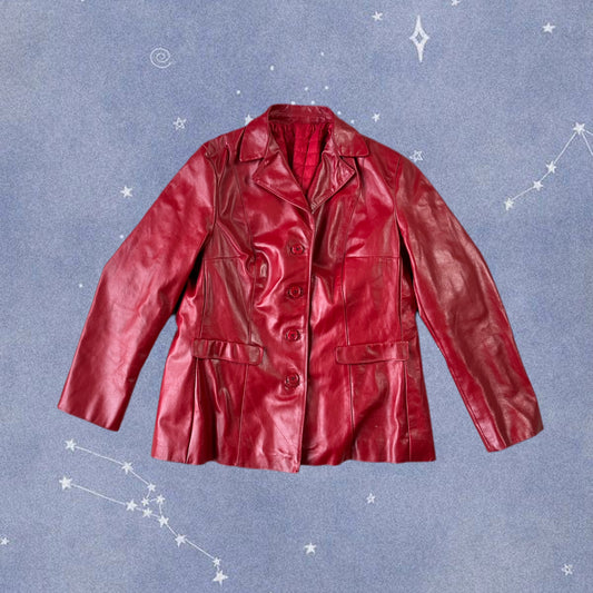 Red Leather Jacket UK 10-12