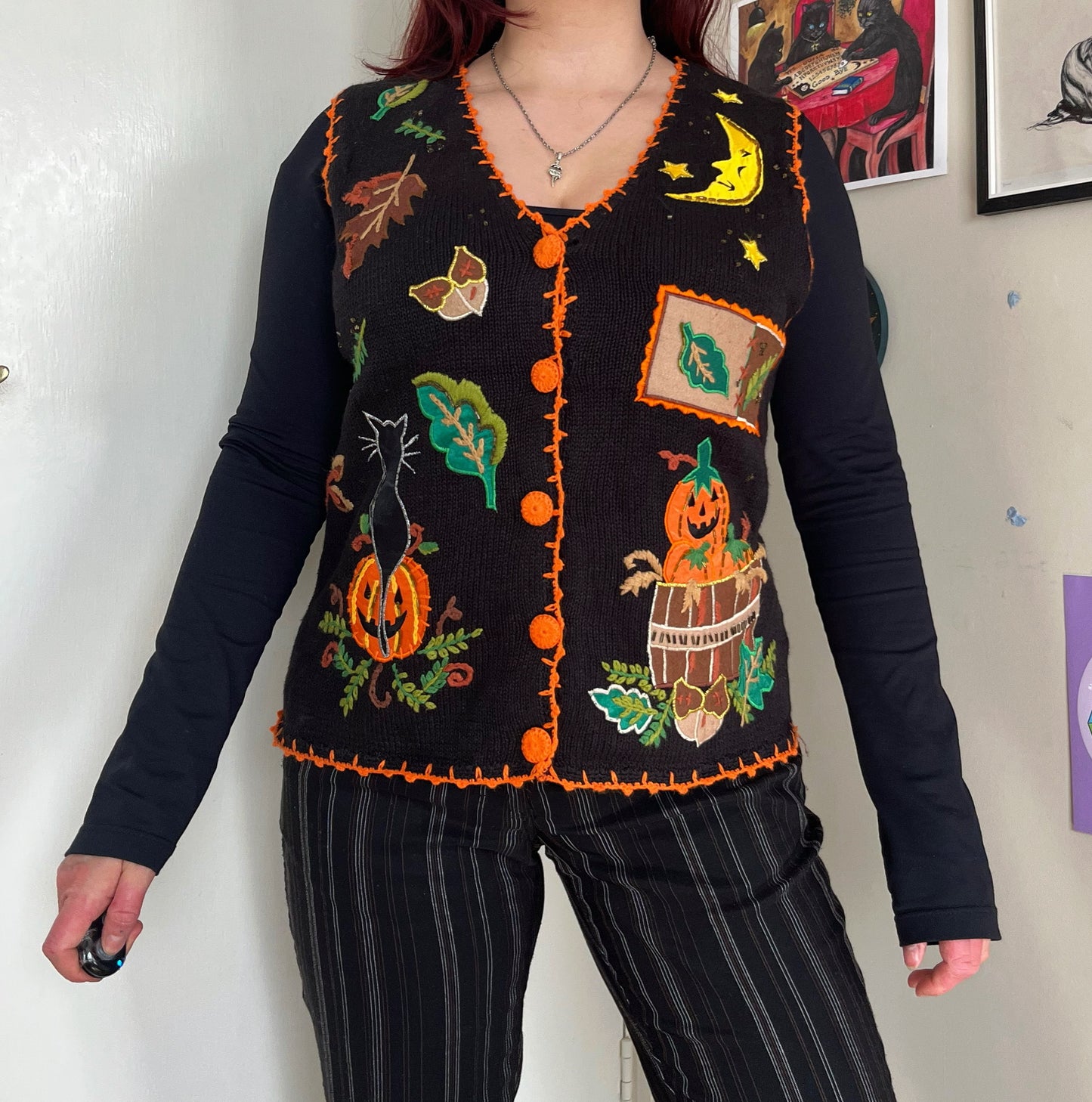 Happy Harvest 1990s Halloween Sweater Vest S (2)