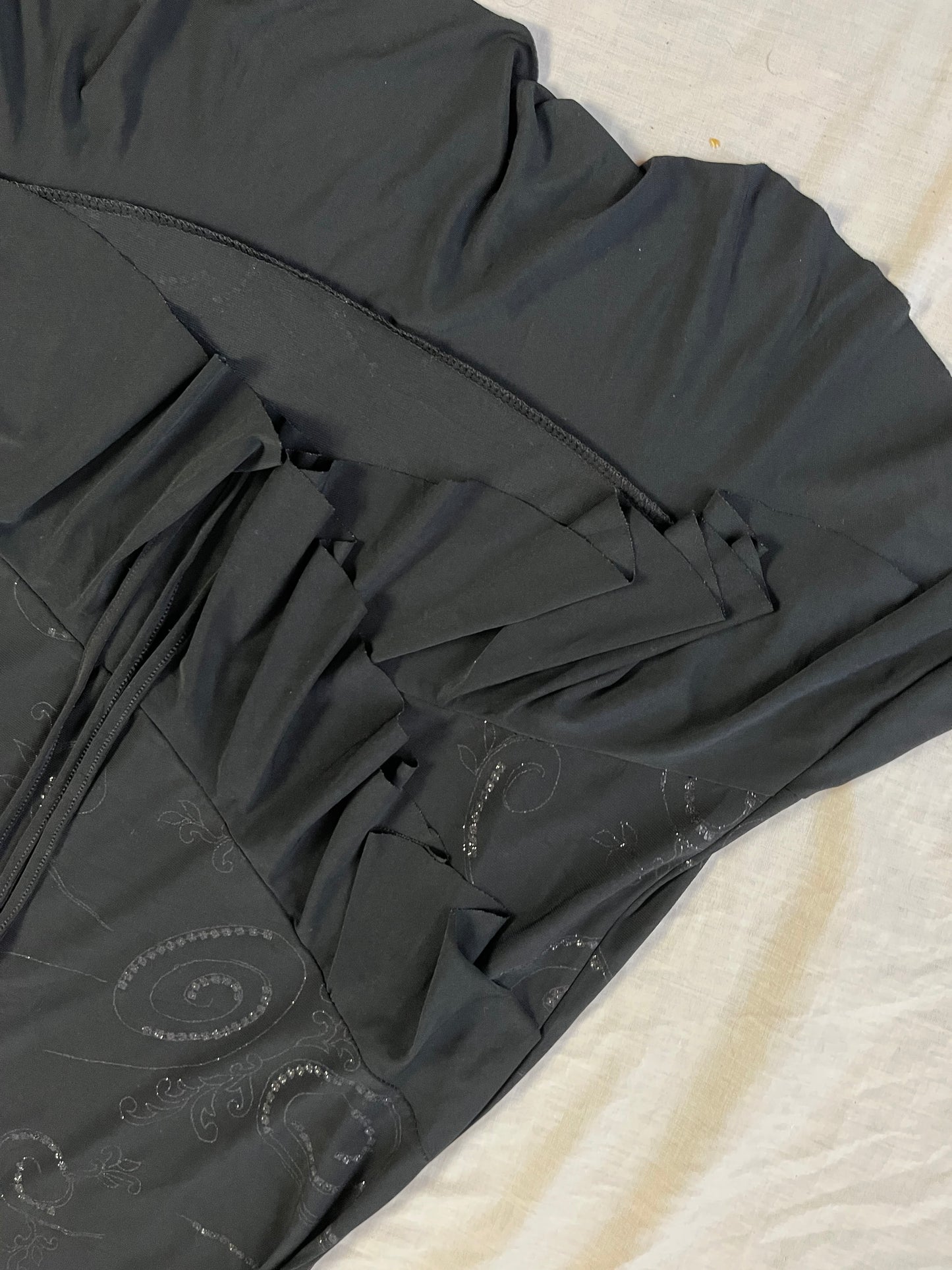 Black Midi Skirt With Swirl Design UK 10-14