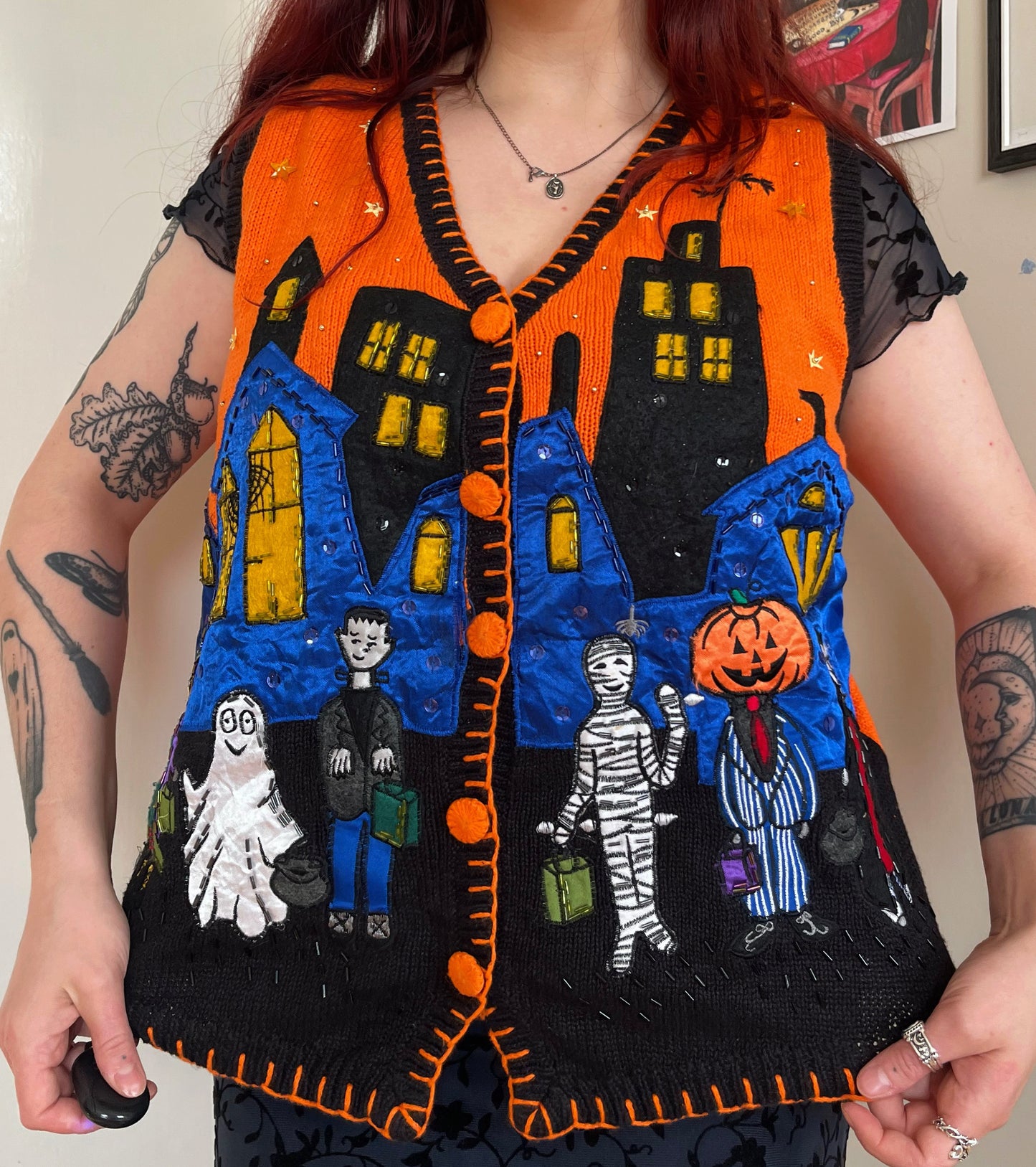 Trick Or Treat 90s Sweater Vest L