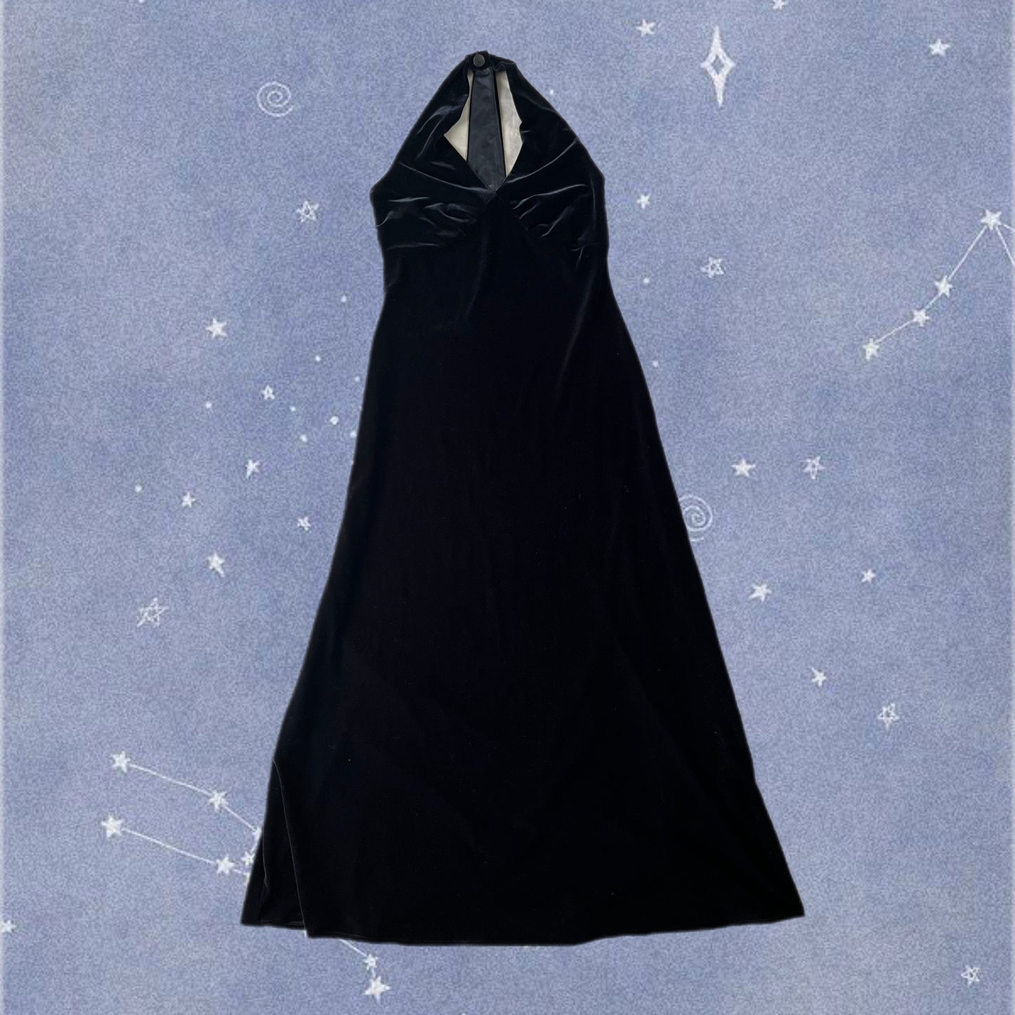 Black Velvet Halter Dress UK 12