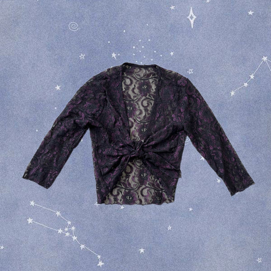 Purple and Black Lace Top UK 8-10