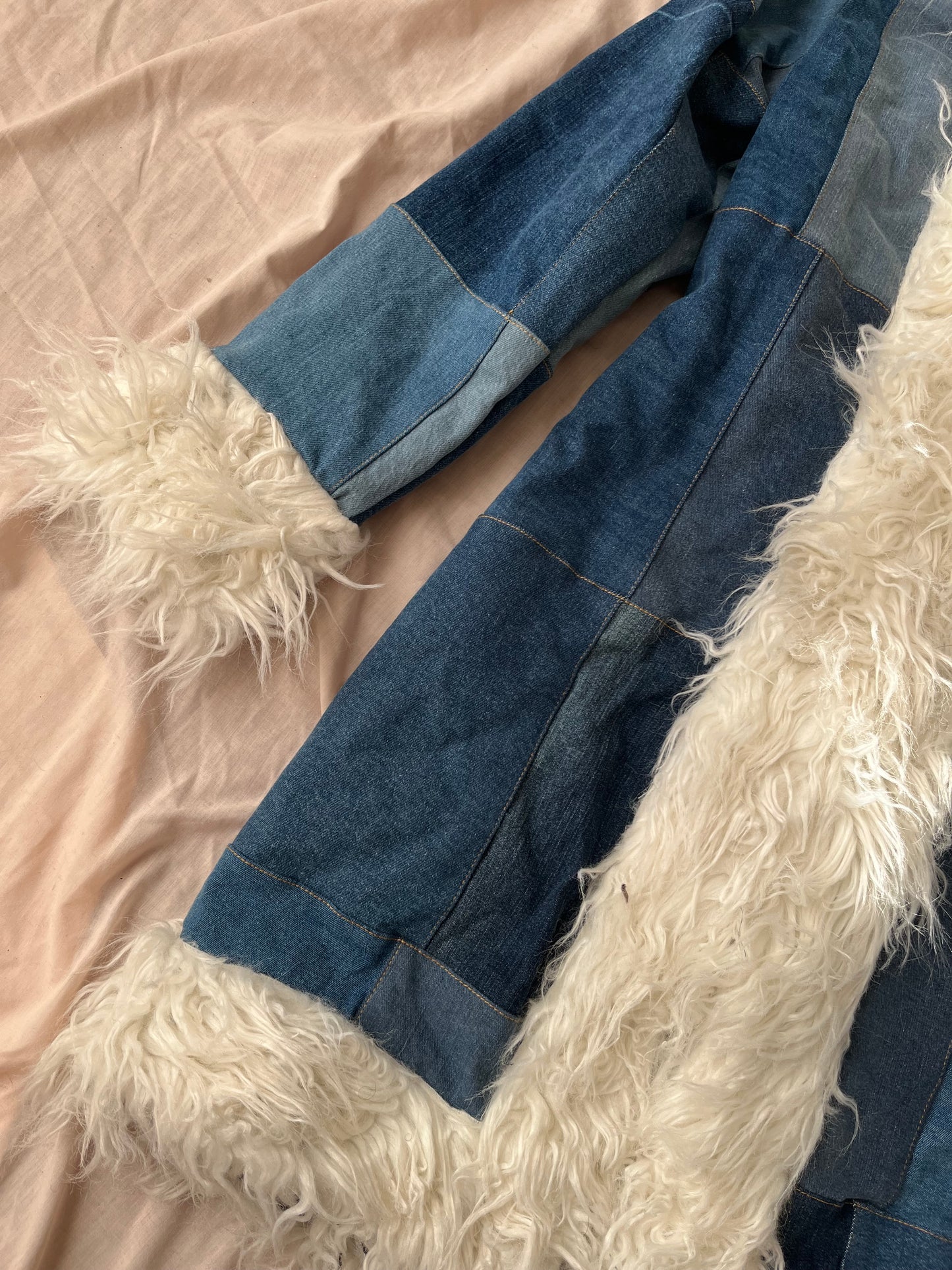 Recycled Denim Afghan Coat - Size S