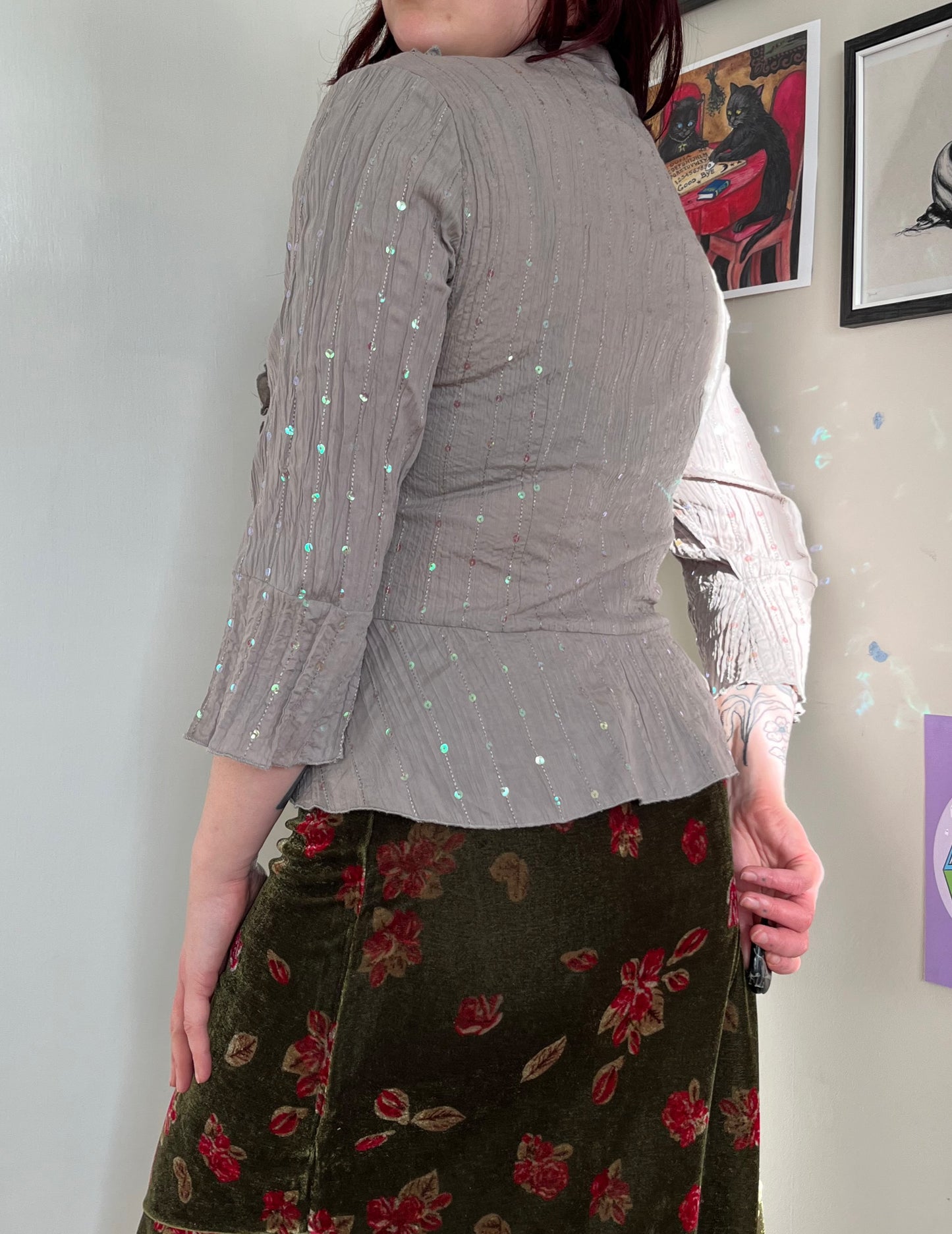 Grey Sequined Top - UK 12