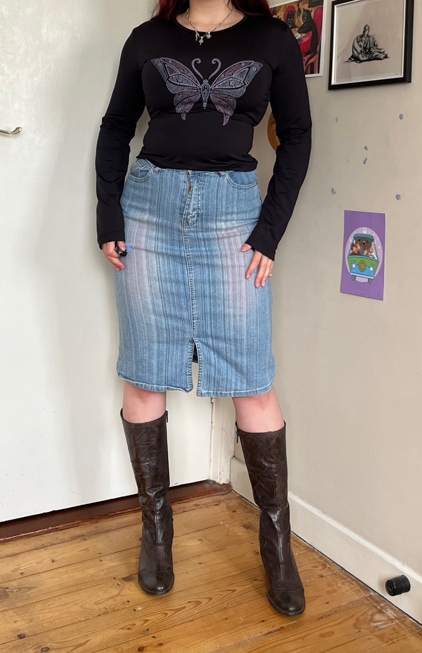 Denim Midi Skirt UK 8-10