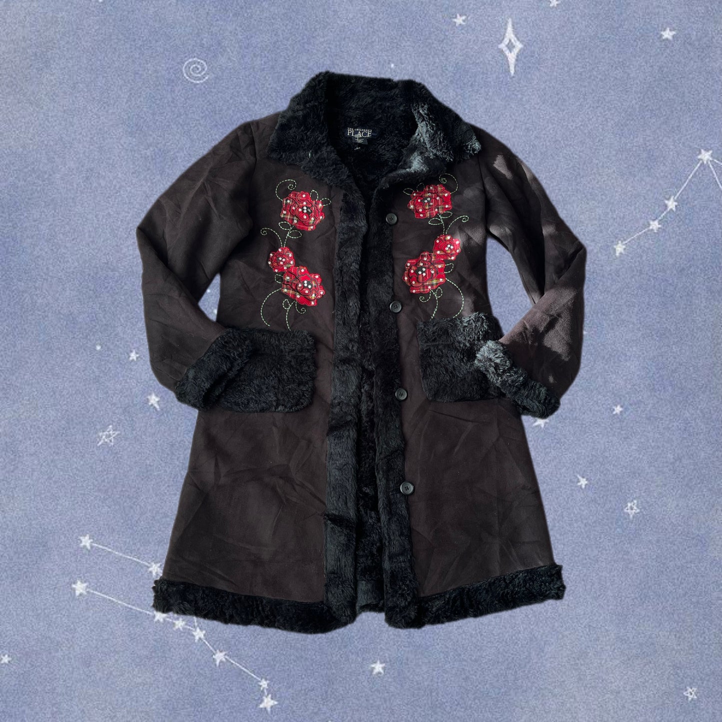 Black Embroidered Afghan Coat - Size S